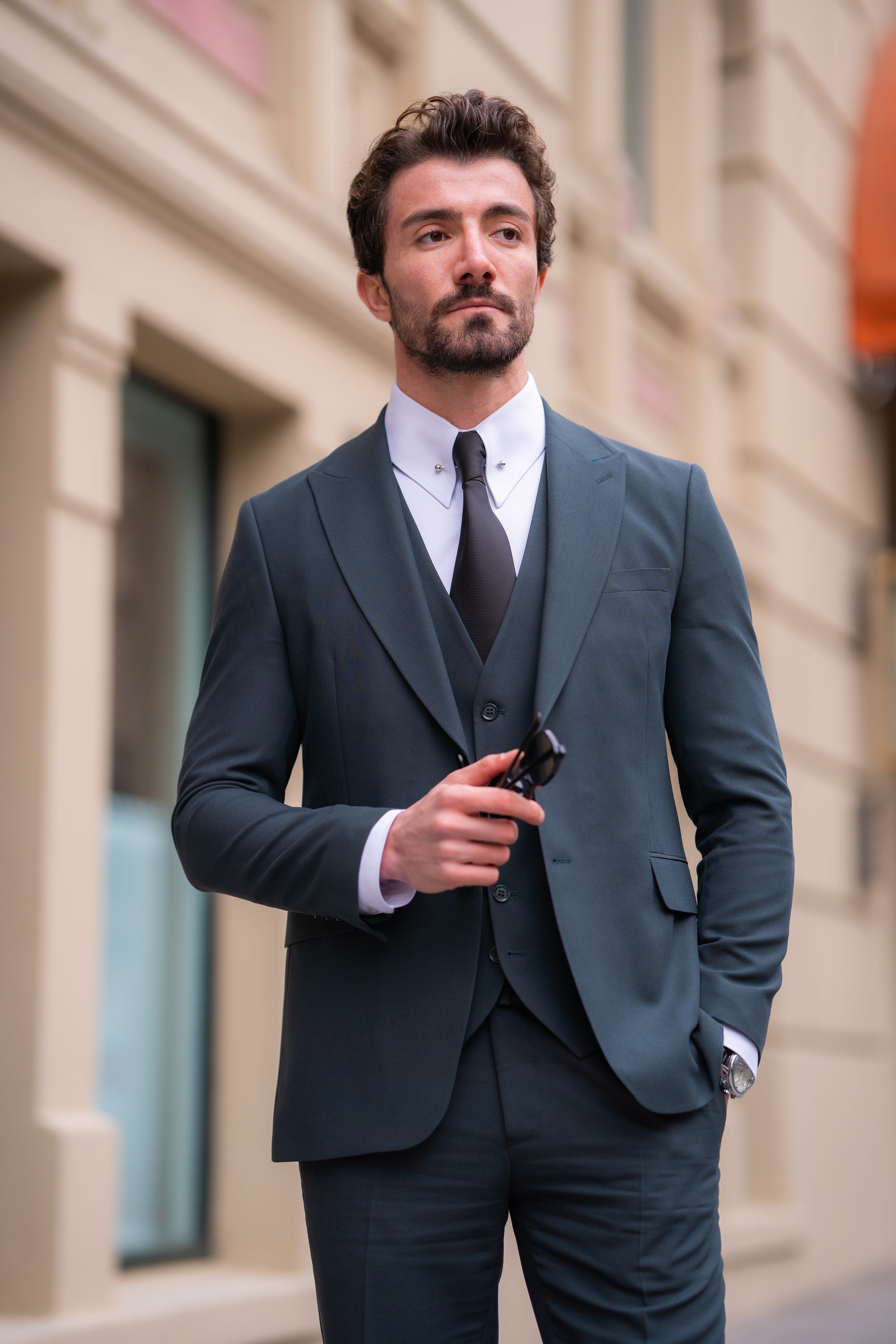Green Slim-Fit Suit 3-Piece