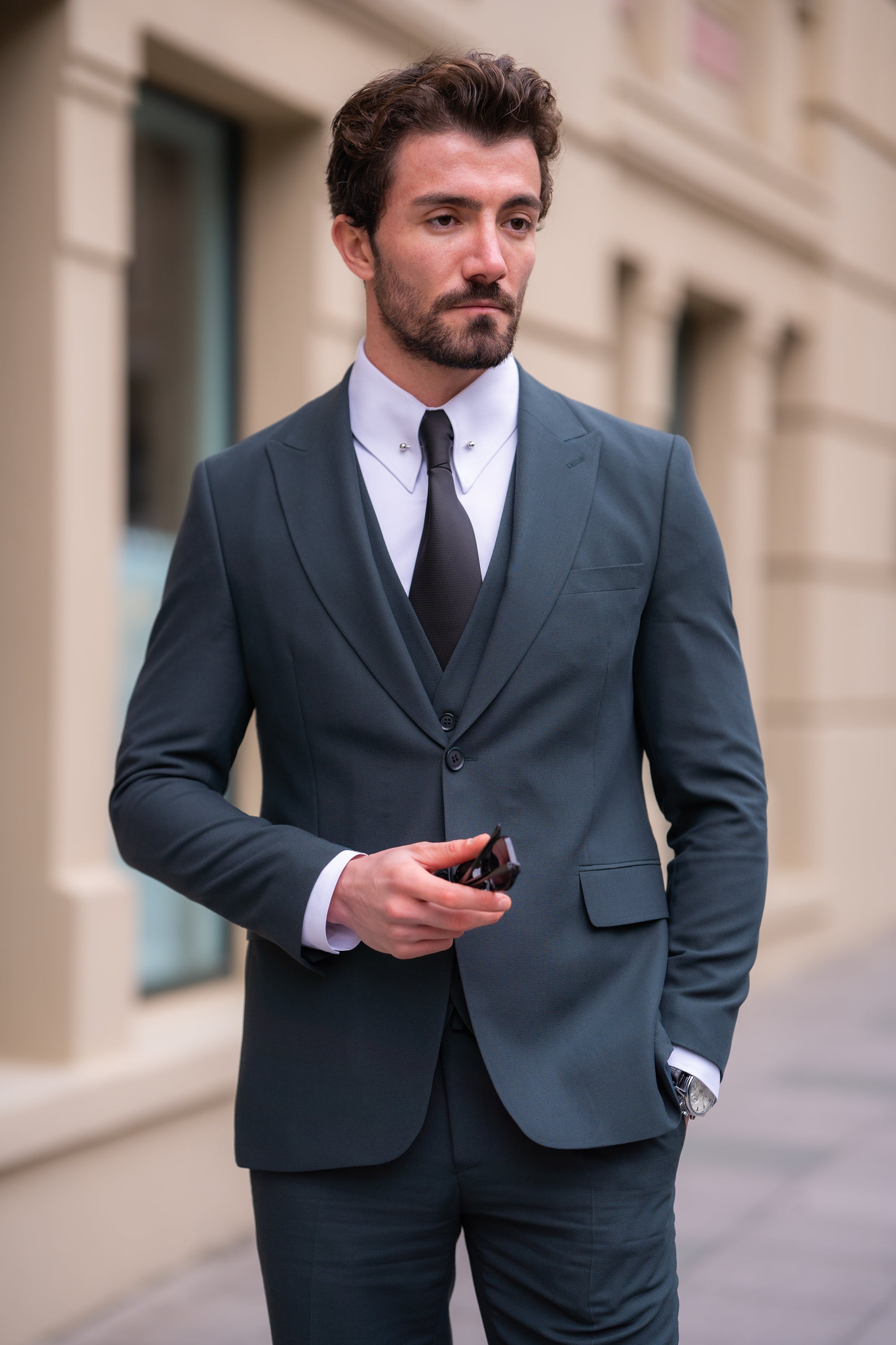 Green Slim-Fit Suit 3-Piece
