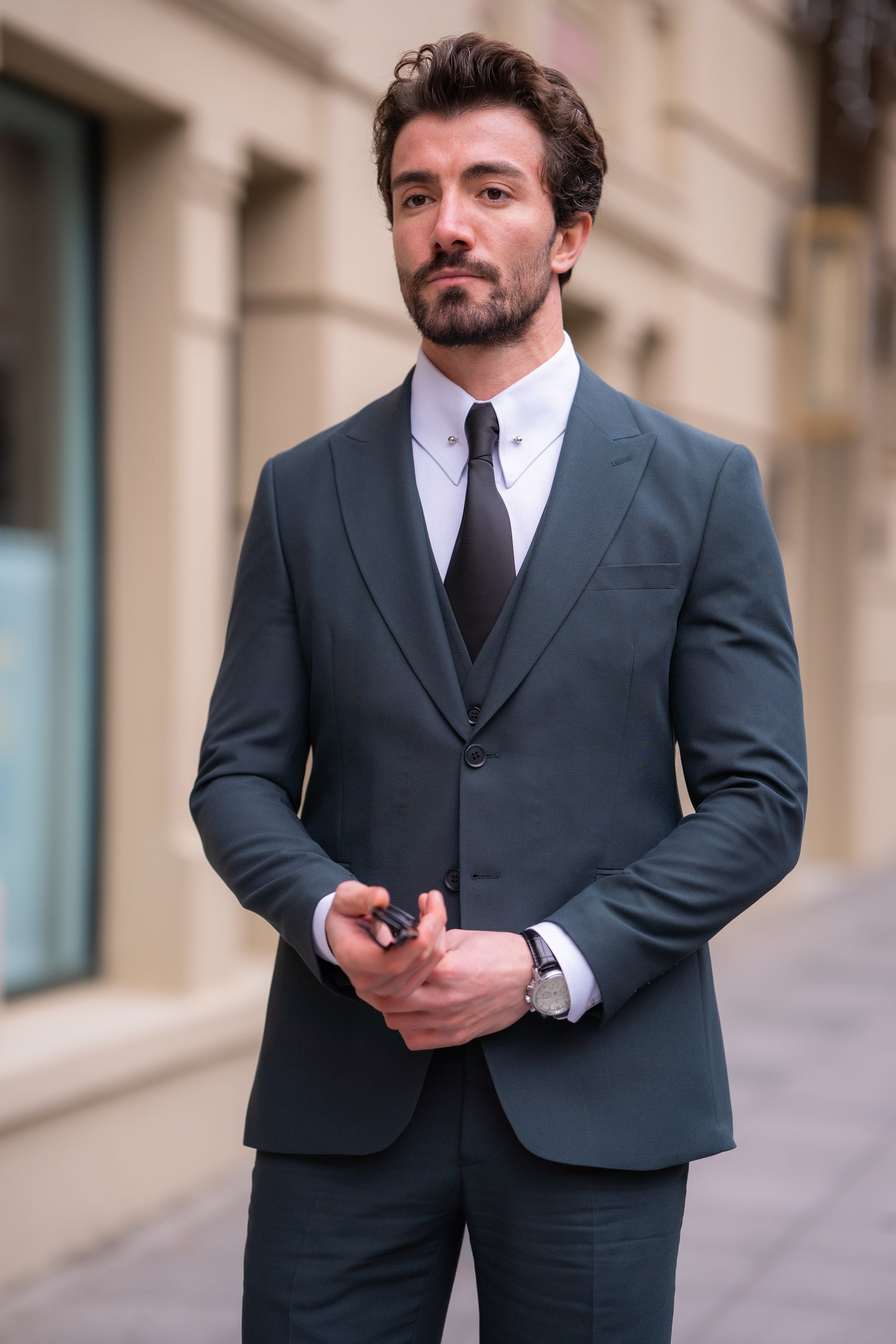 Green Slim-Fit Suit 3-Piece