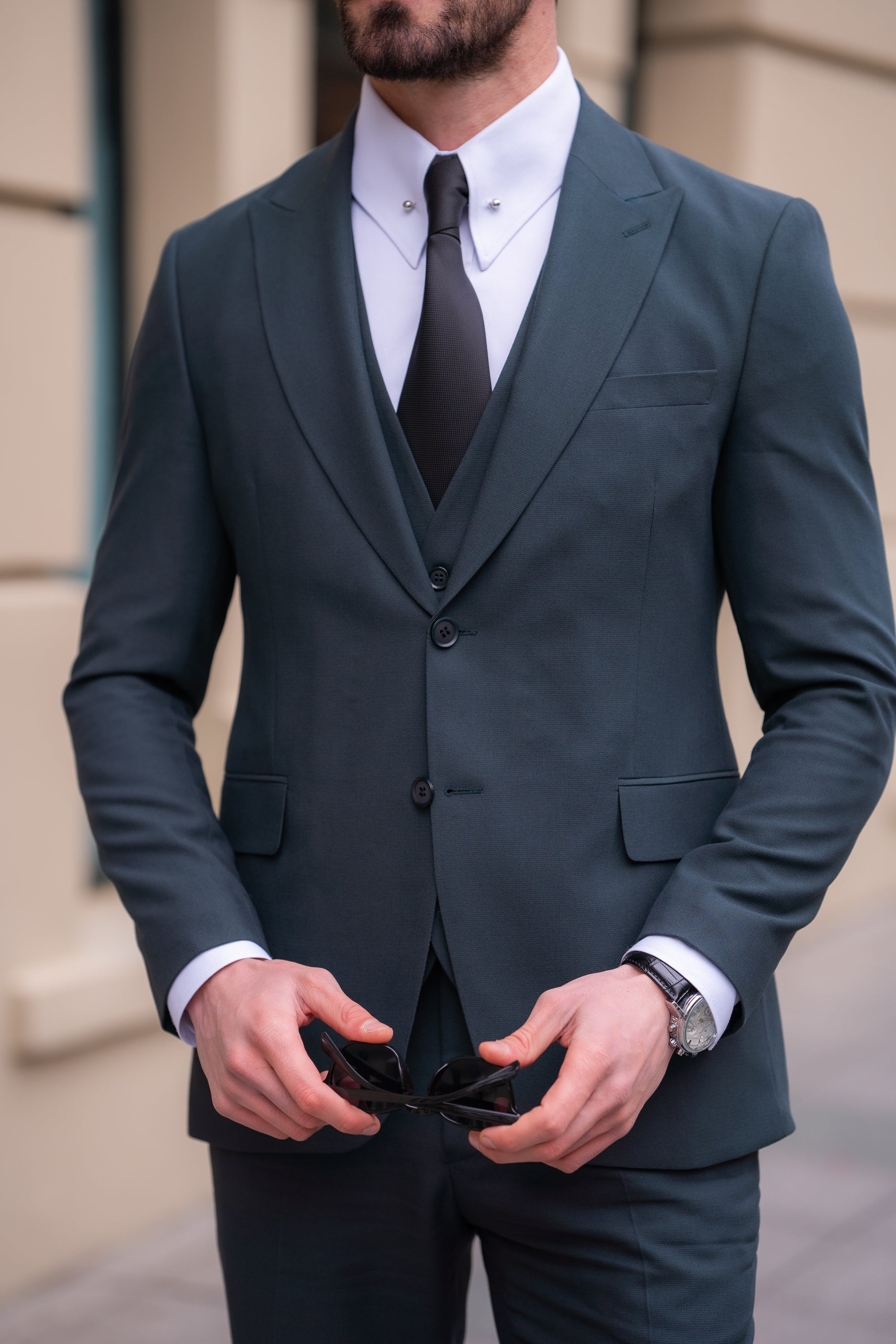 Green Slim-Fit Suit 3-Piece