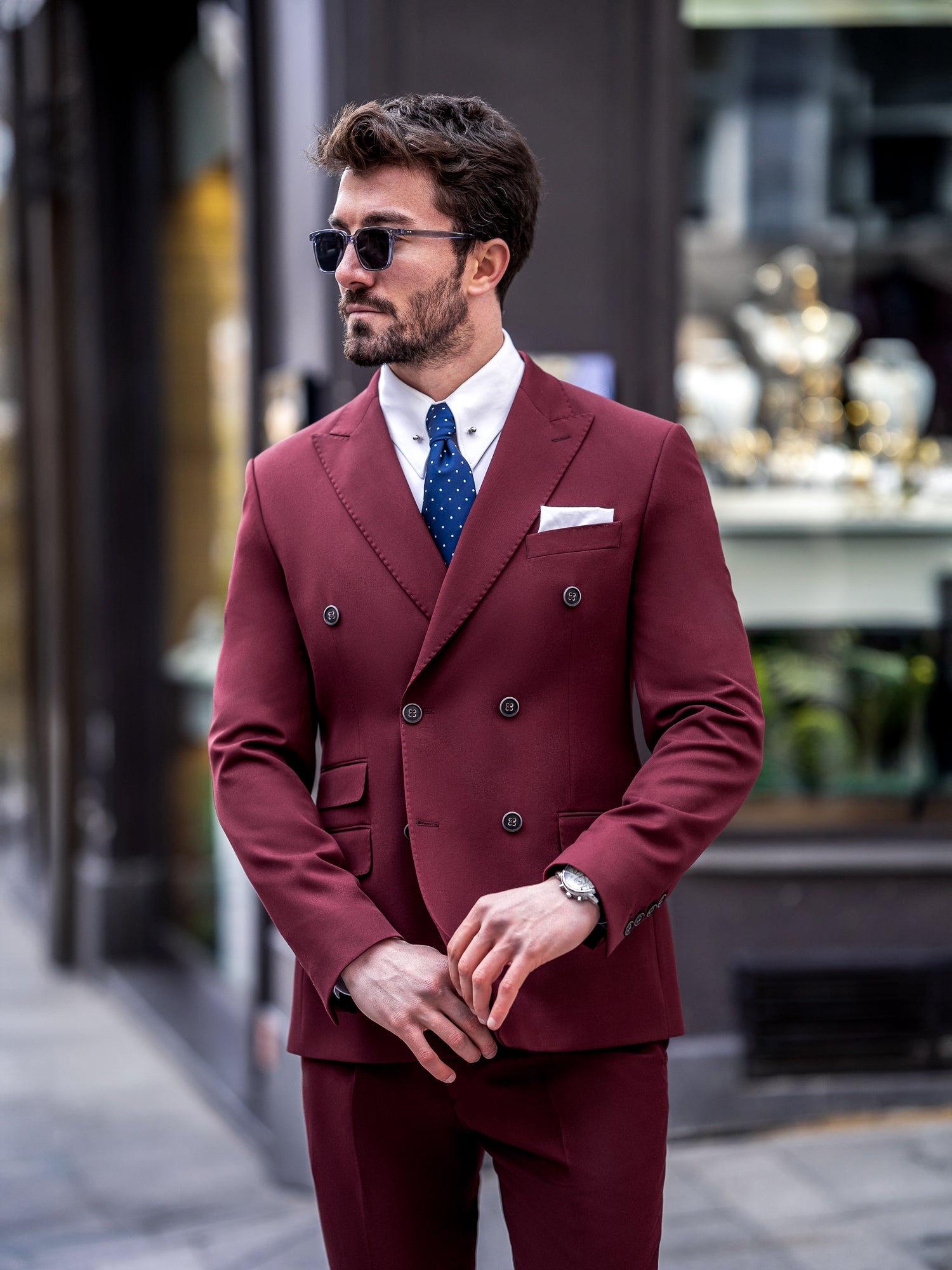 Bordeaux Double Breasted Suit 2-Piece