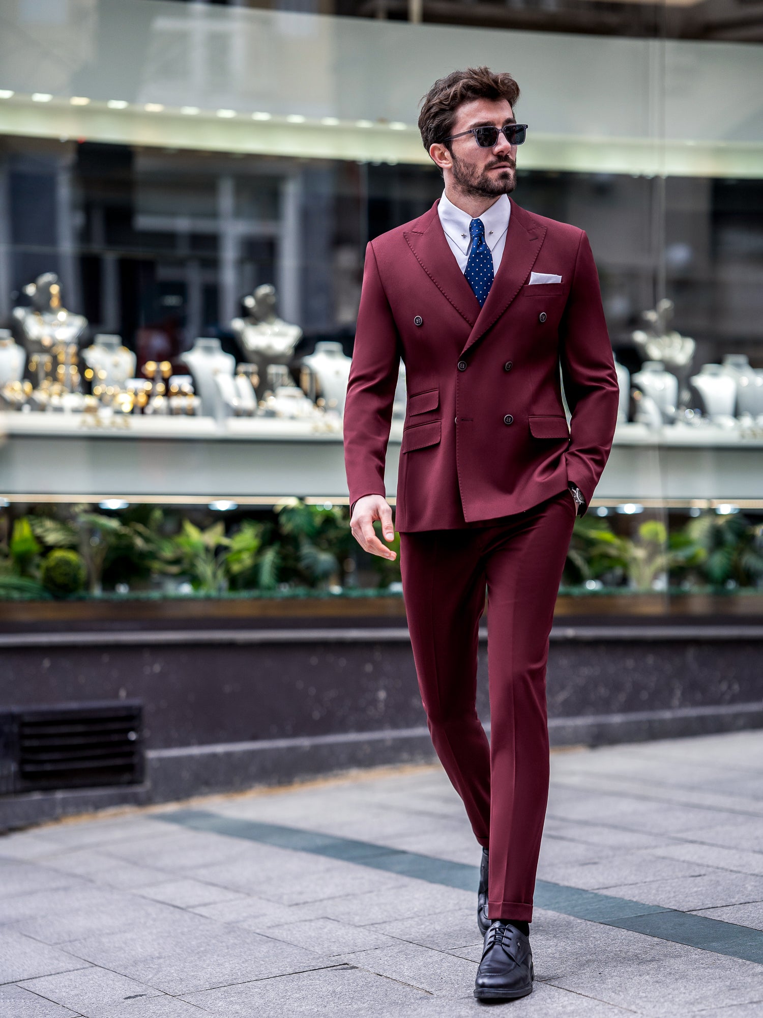 Bordeaux Double Breasted Suit 2-Piece
