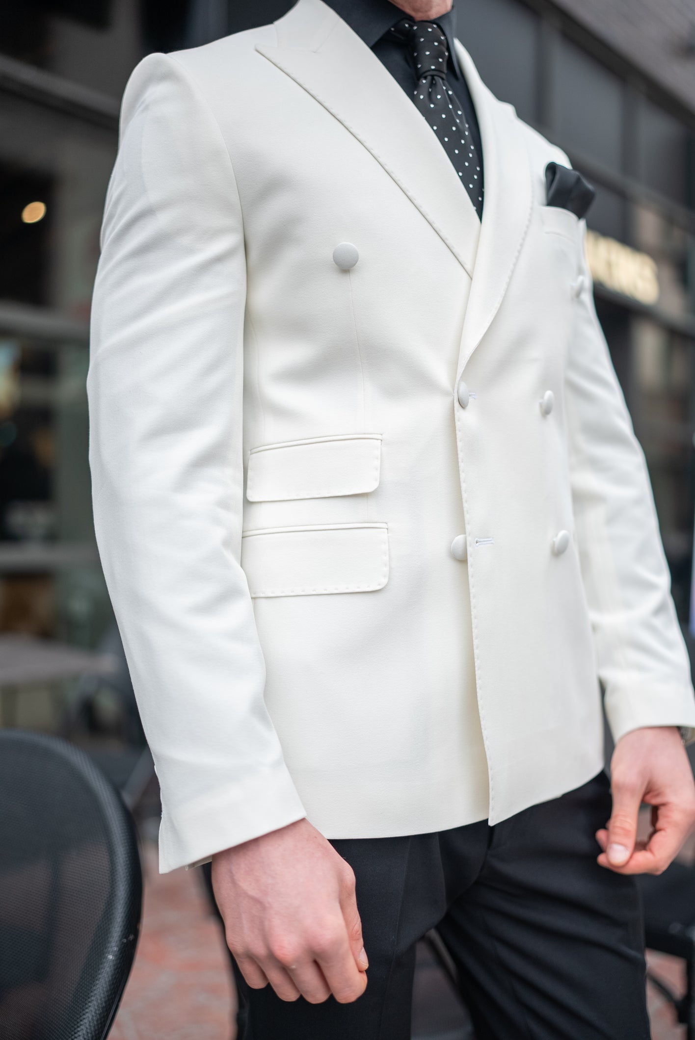 White Double Breasted Blazer