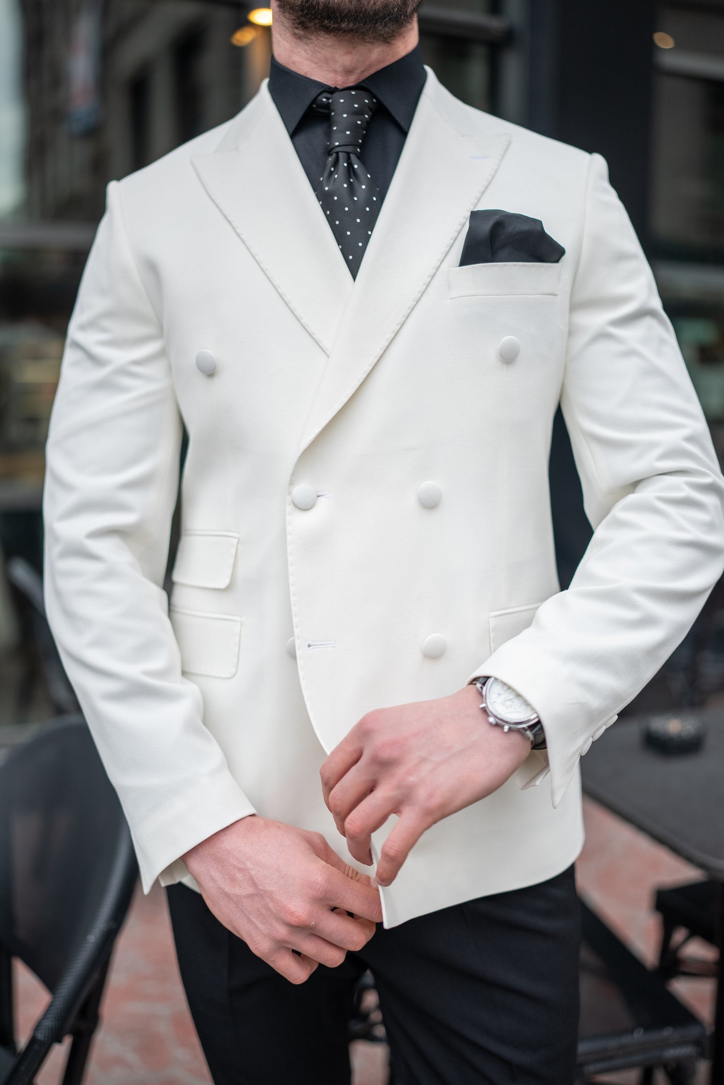 White Double Breasted Blazer