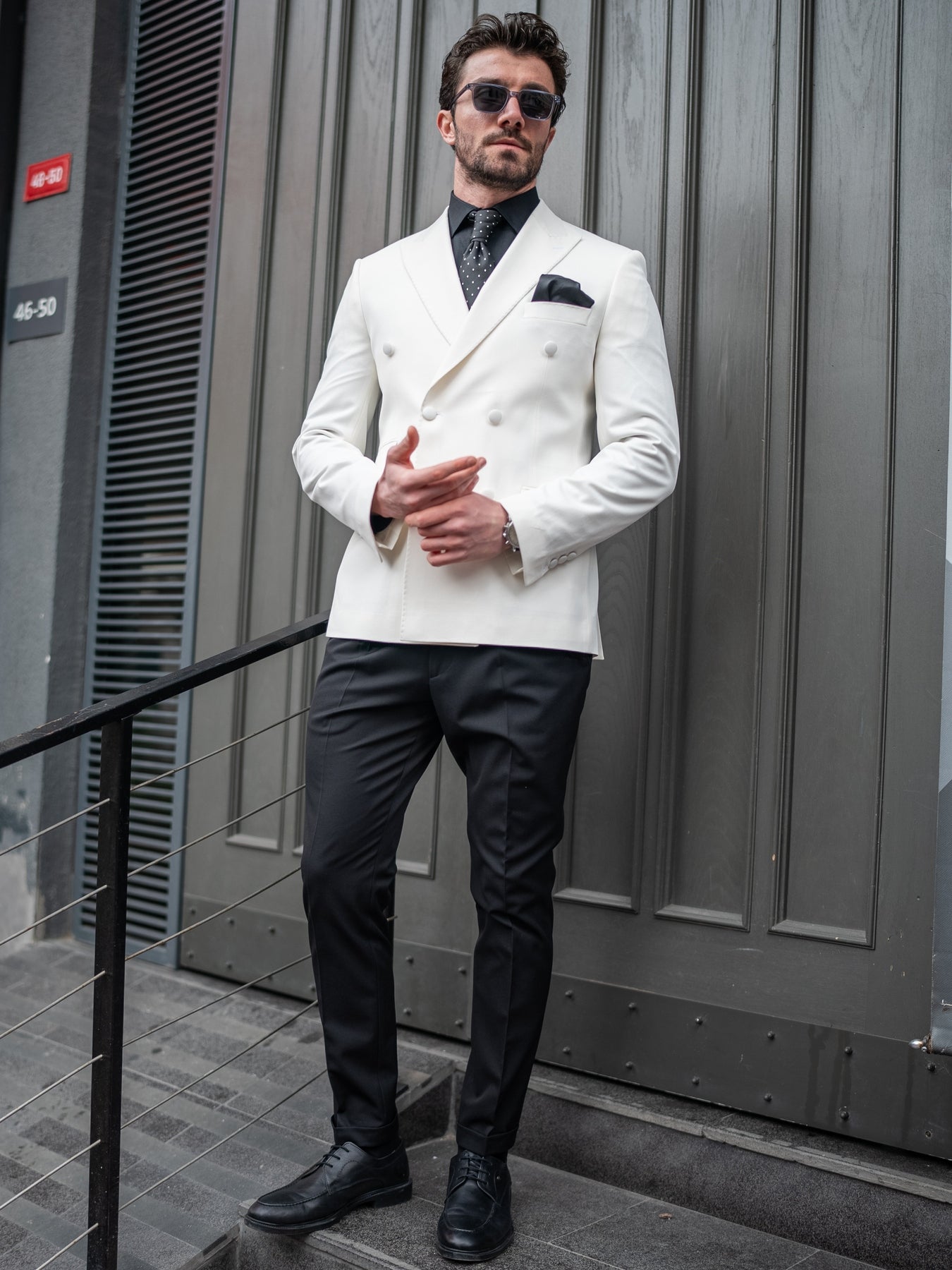 White Double Breasted Blazer