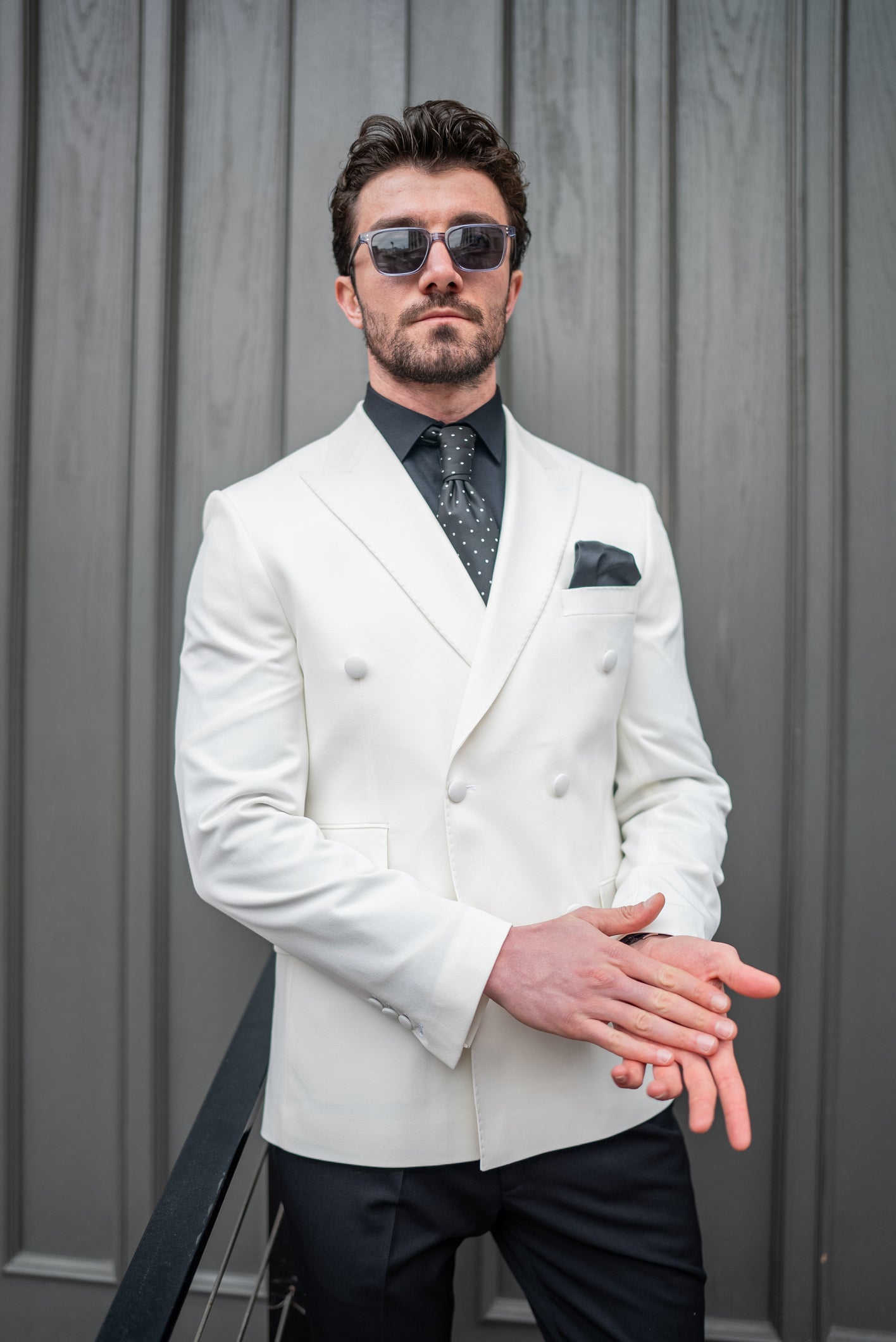 White Double Breasted Blazer