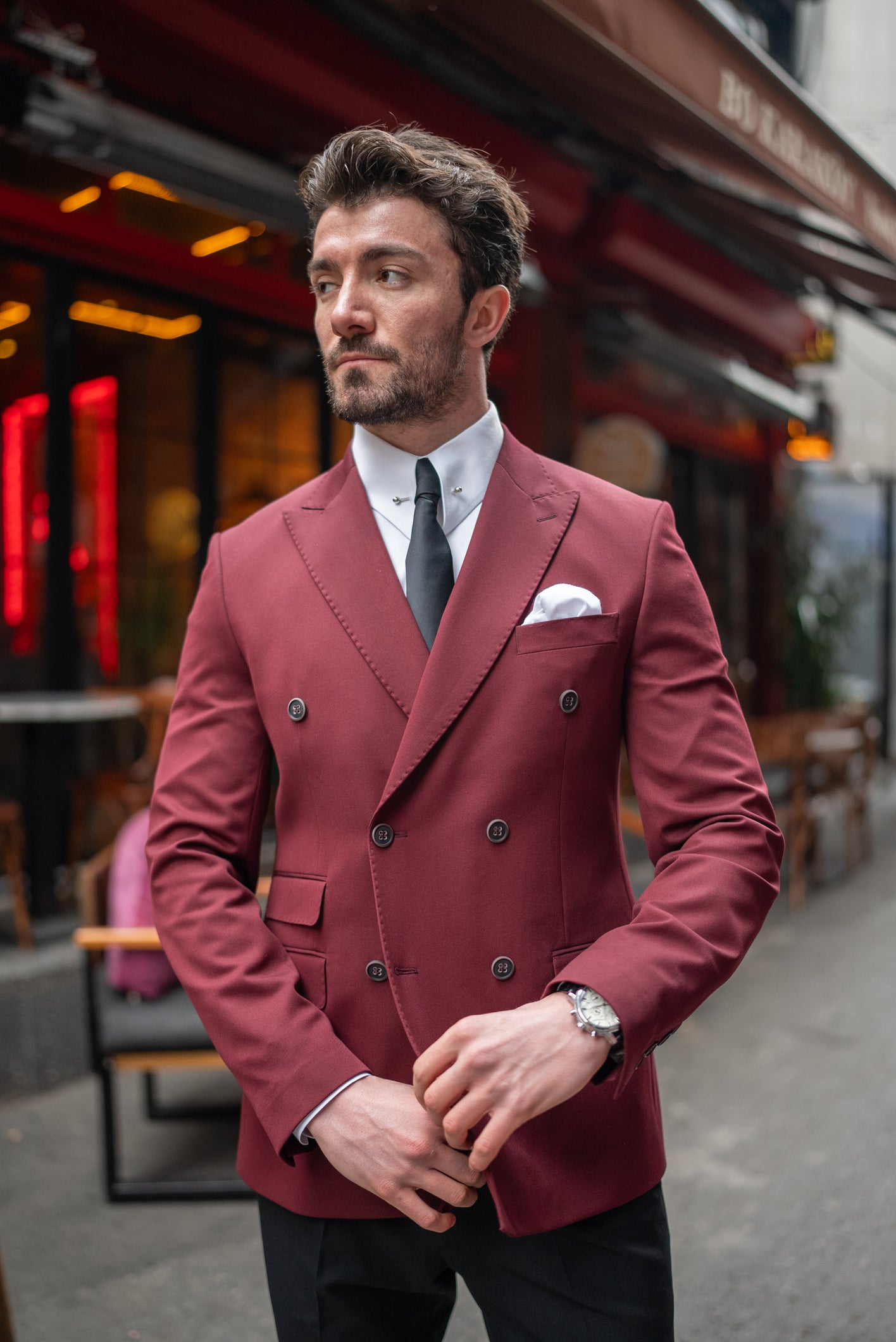 Bordeaux Double Breasted Blazer