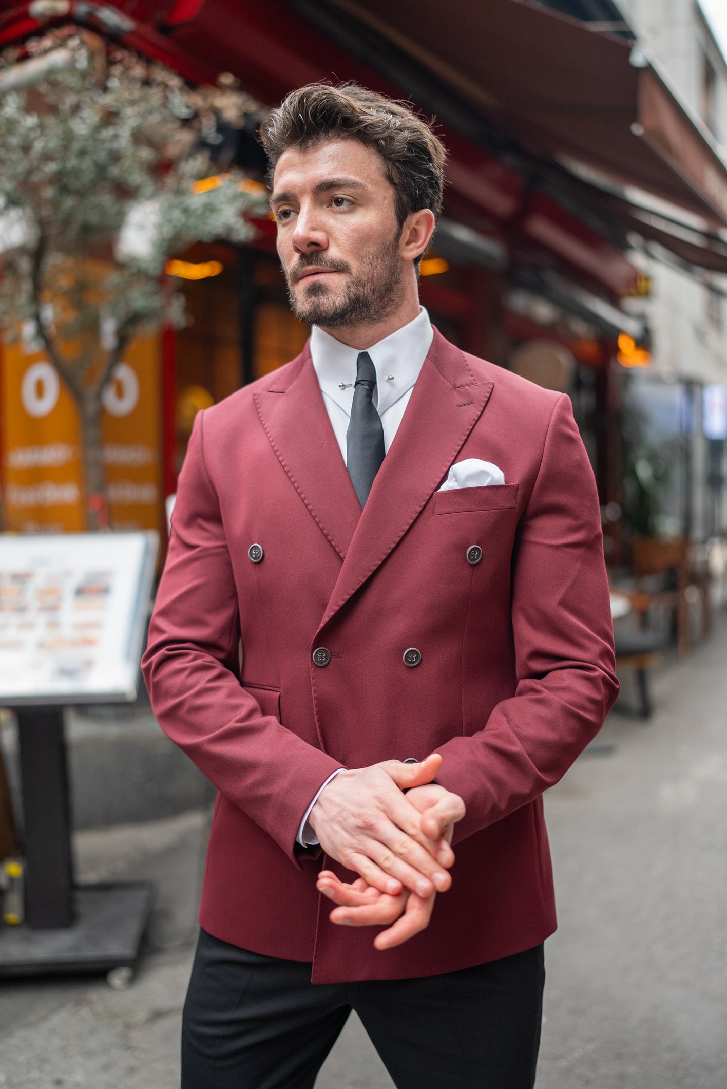 Bordeaux Double Breasted Blazer