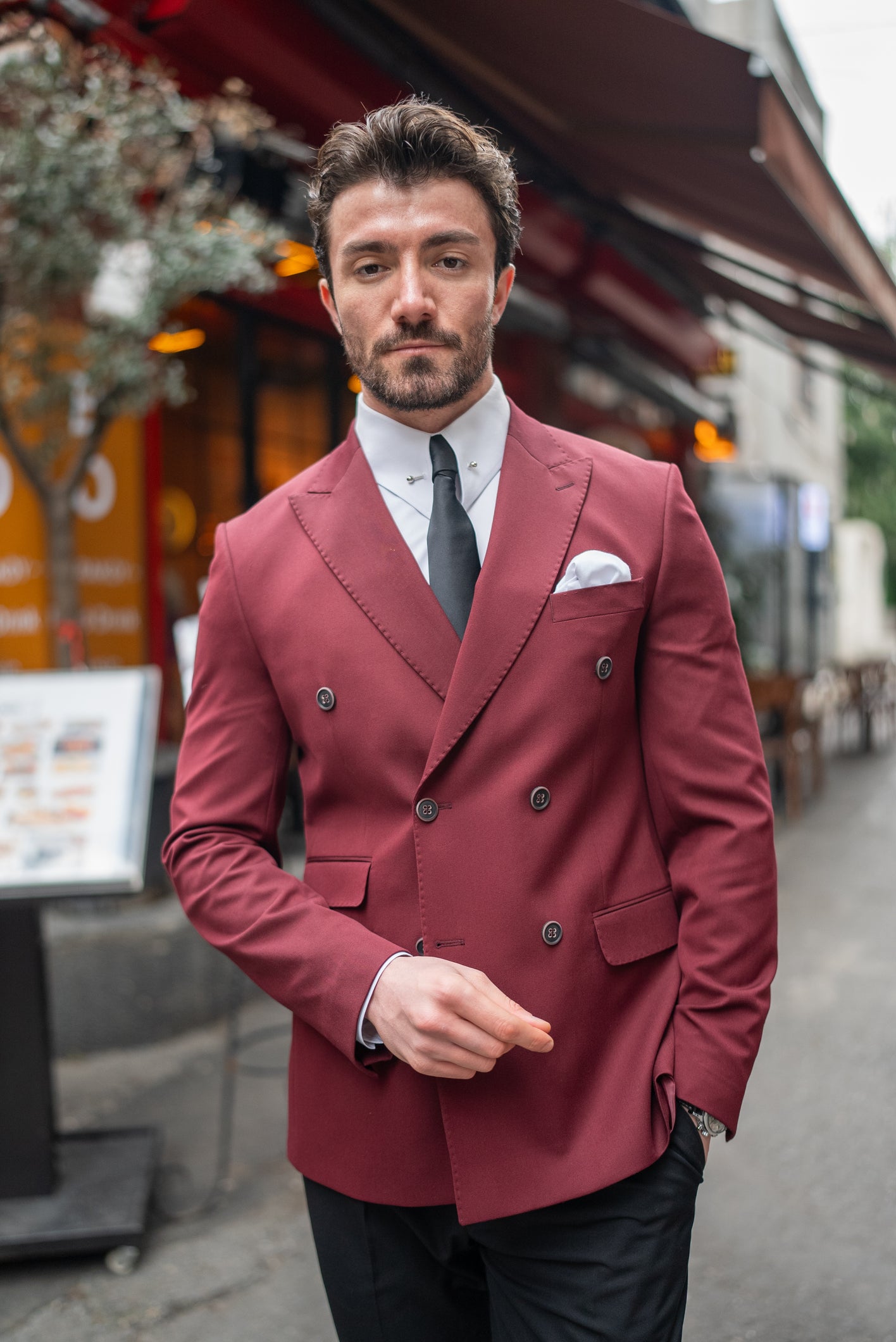 Bordeaux Double Breasted Blazer