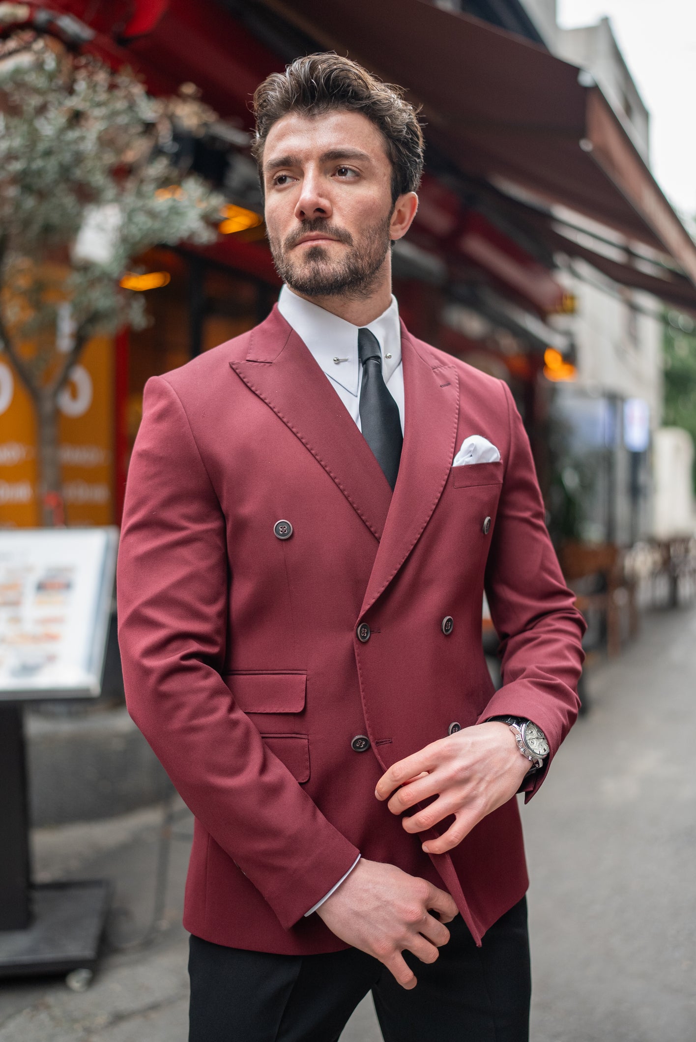 Bordeaux Double Breasted Blazer