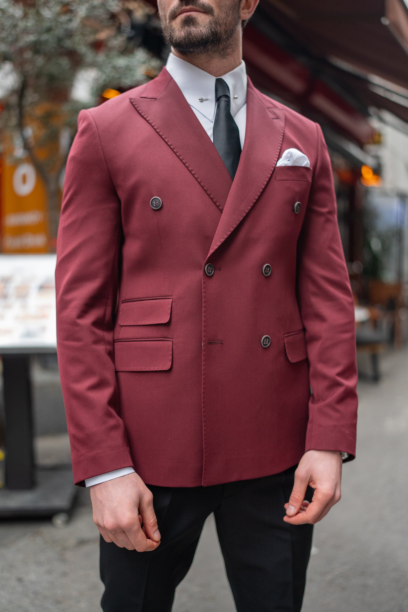 Bordeaux Double Breasted Blazer
