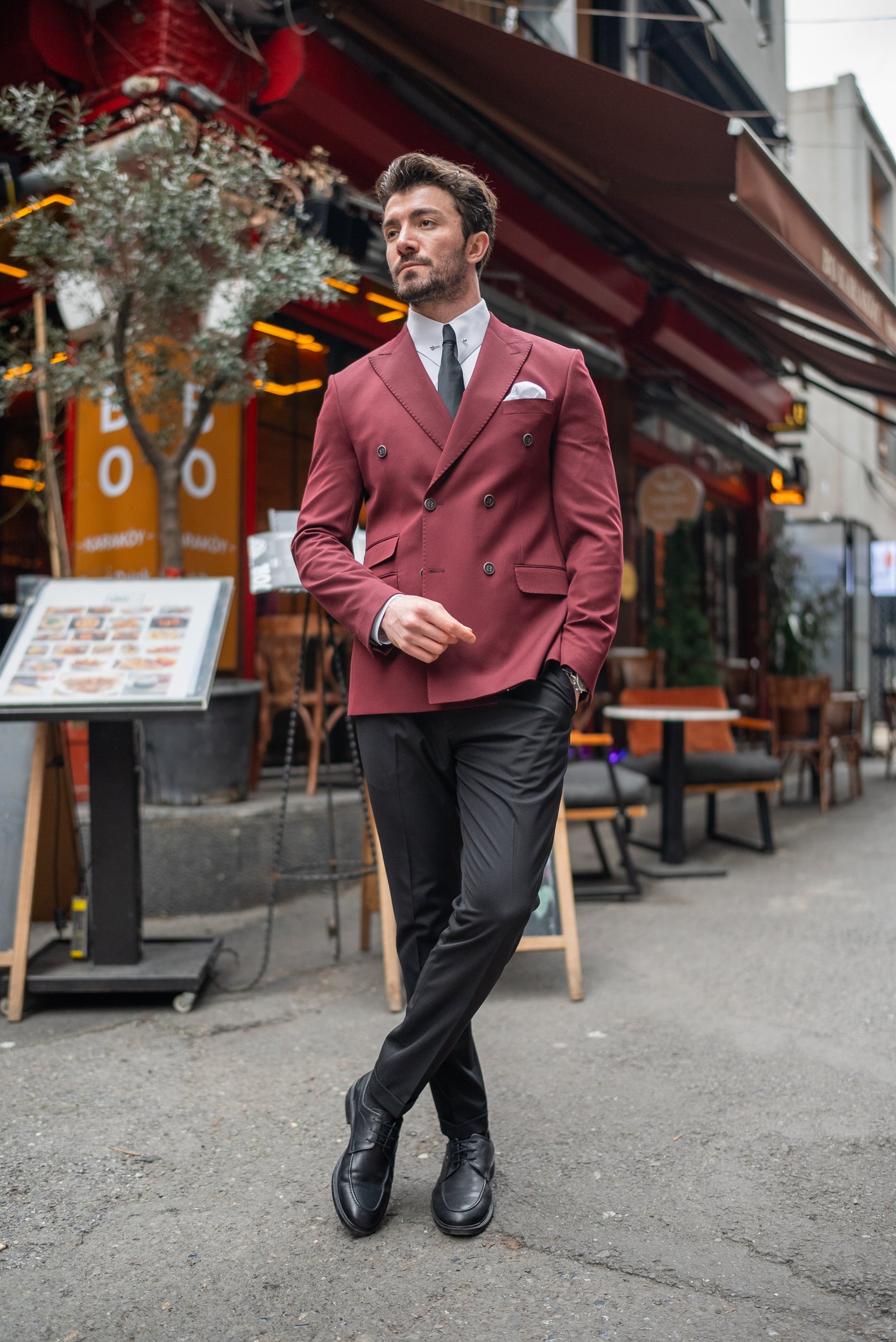 Bordeaux Double Breasted Blazer