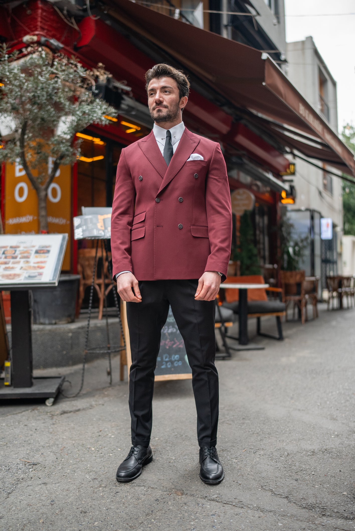 Bordeaux Double Breasted Blazer