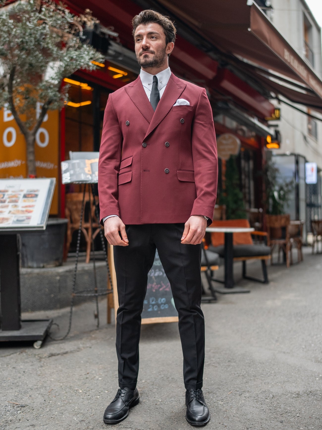 Bordeaux Double Breasted Blazer