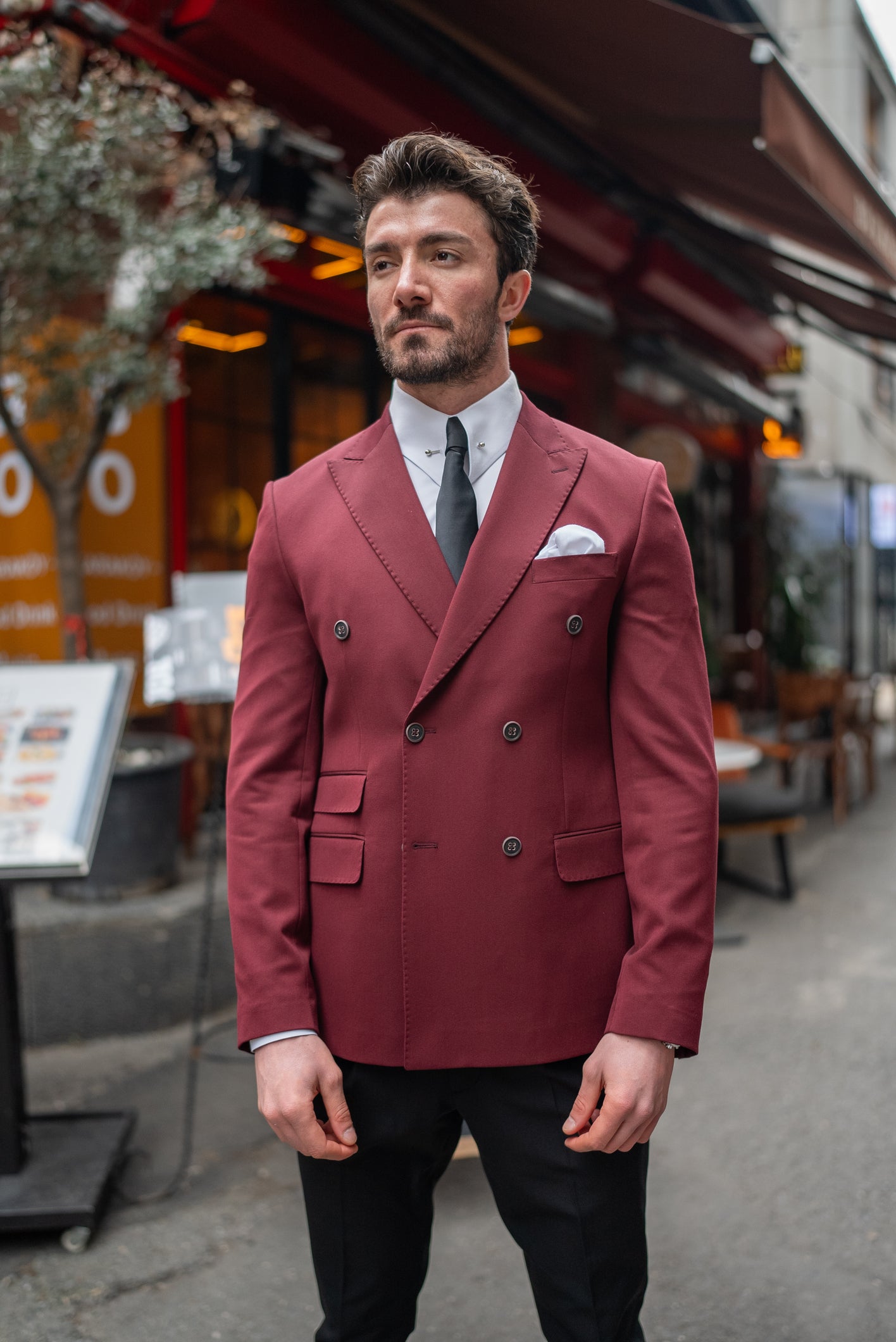 Bordeaux Double Breasted Blazer