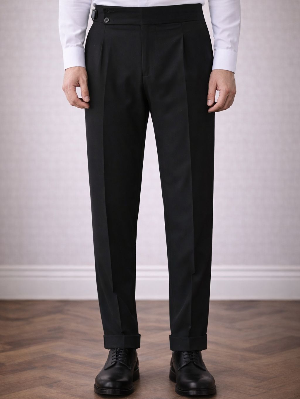 high waist slim fit dress pants Men's Black VIOSSI HOCOPROMO