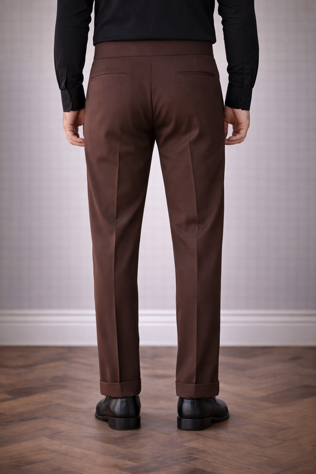 Brown High Waist Slim-Fit Pants