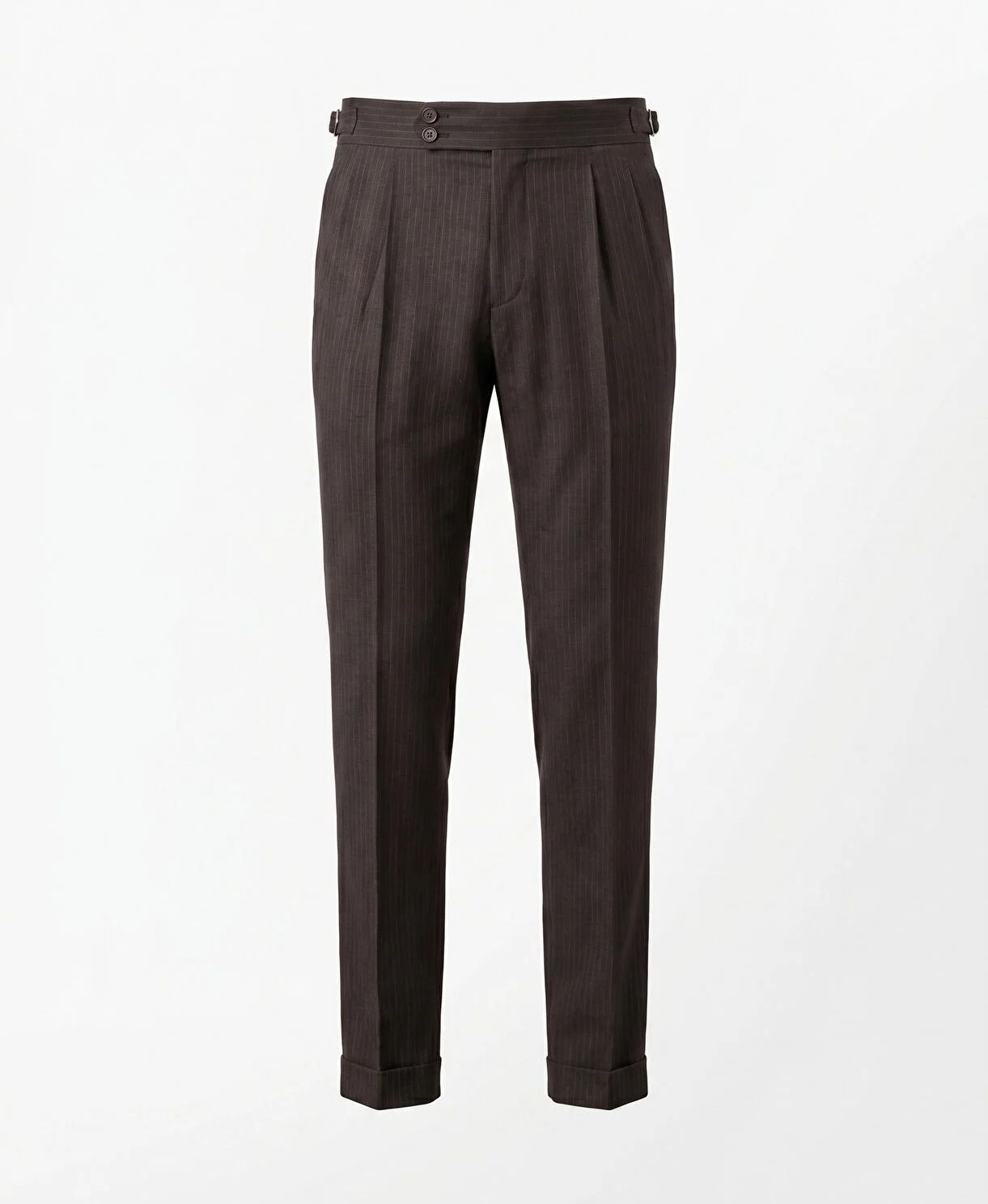 Brown Striped High Waist Slim-Fit Pants