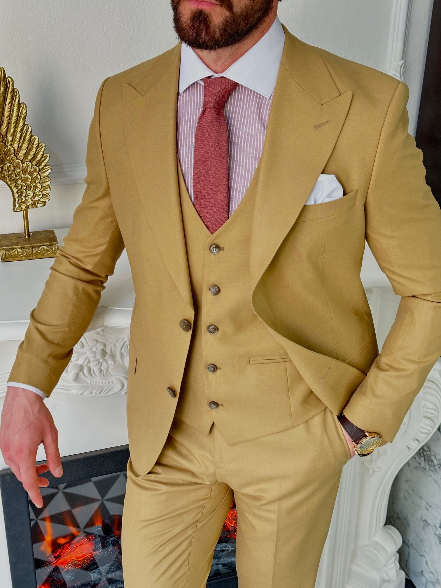 Camel Slim-Fit Suit 3-Piece