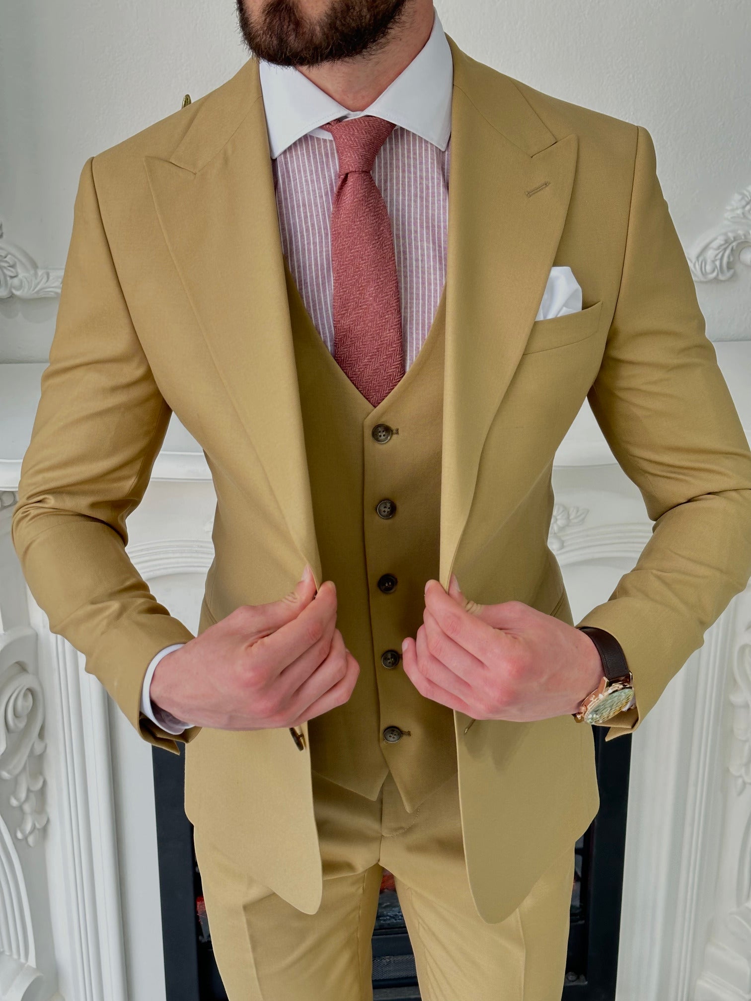 Camel Slim-Fit Suit 3-Piece