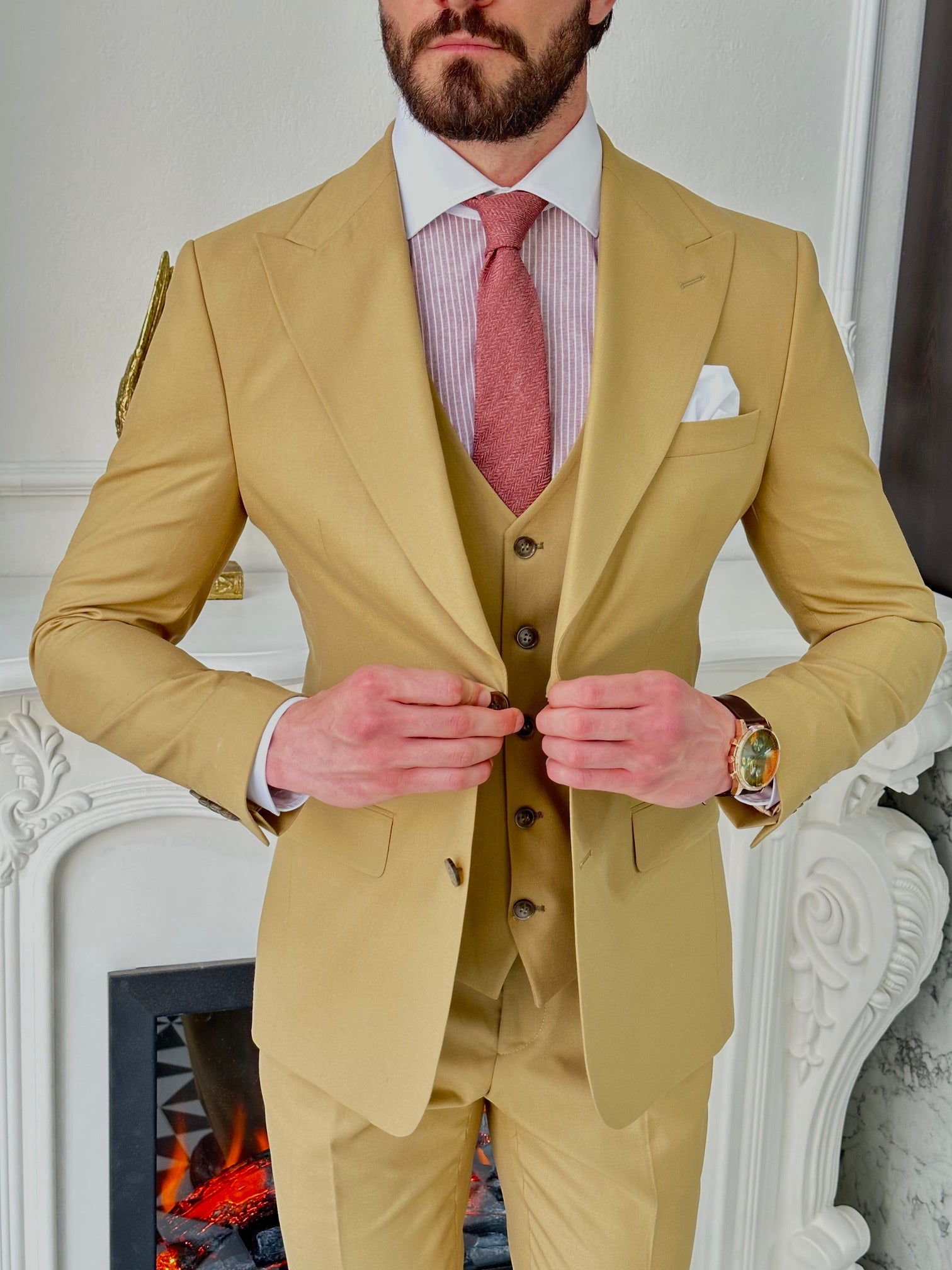 Camel Slim-Fit Suit 3-Piece