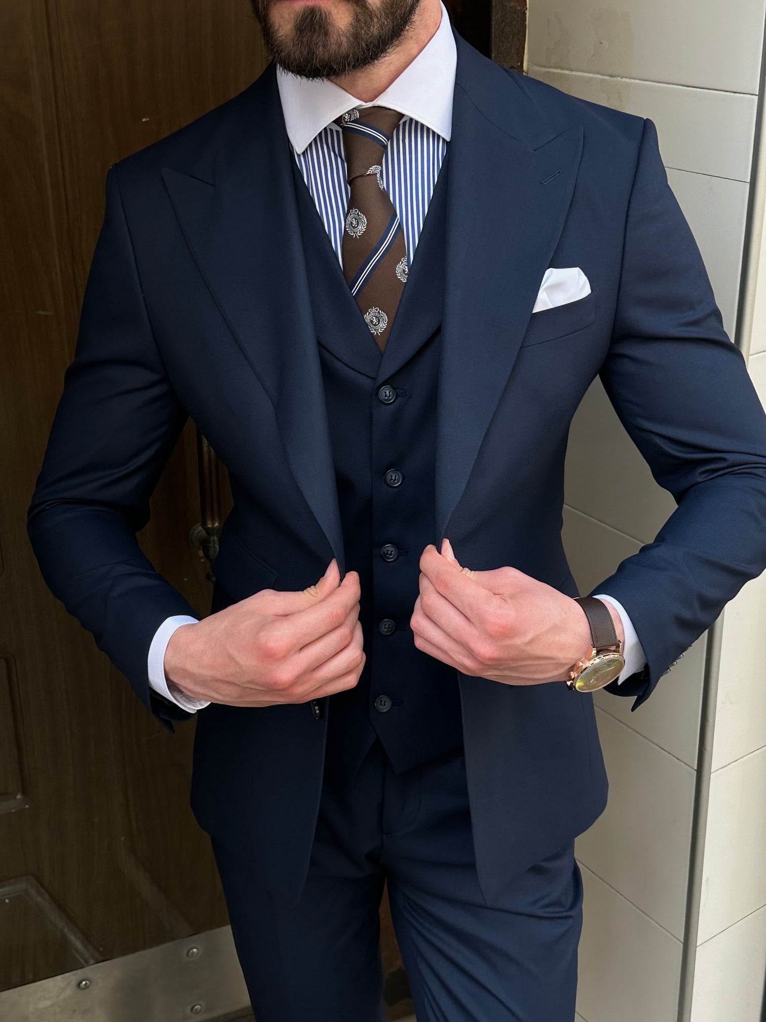 Navy Slim-Fit Suit 3-Piece