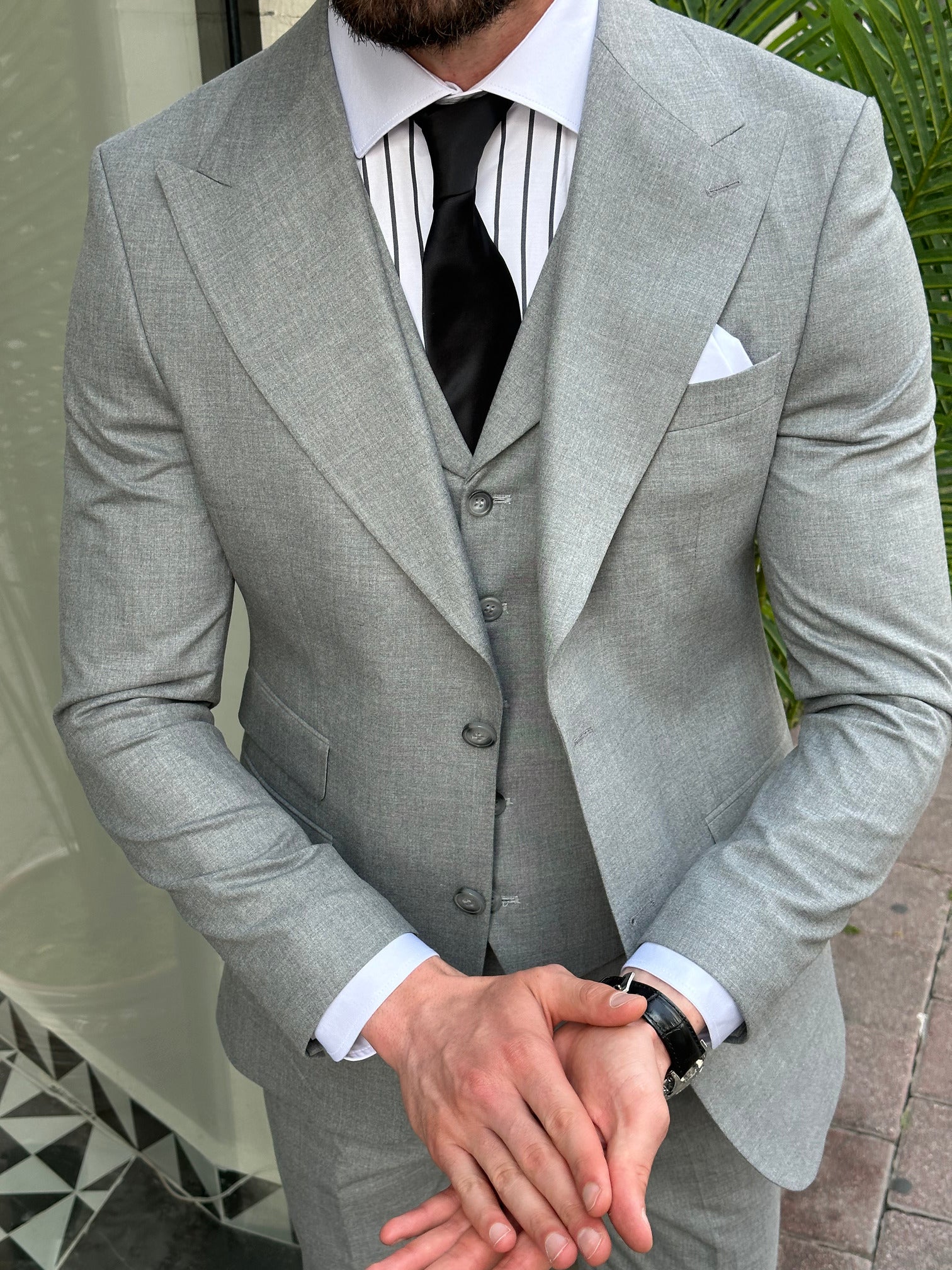 Grey Slim-Fit Suit 3-Piece