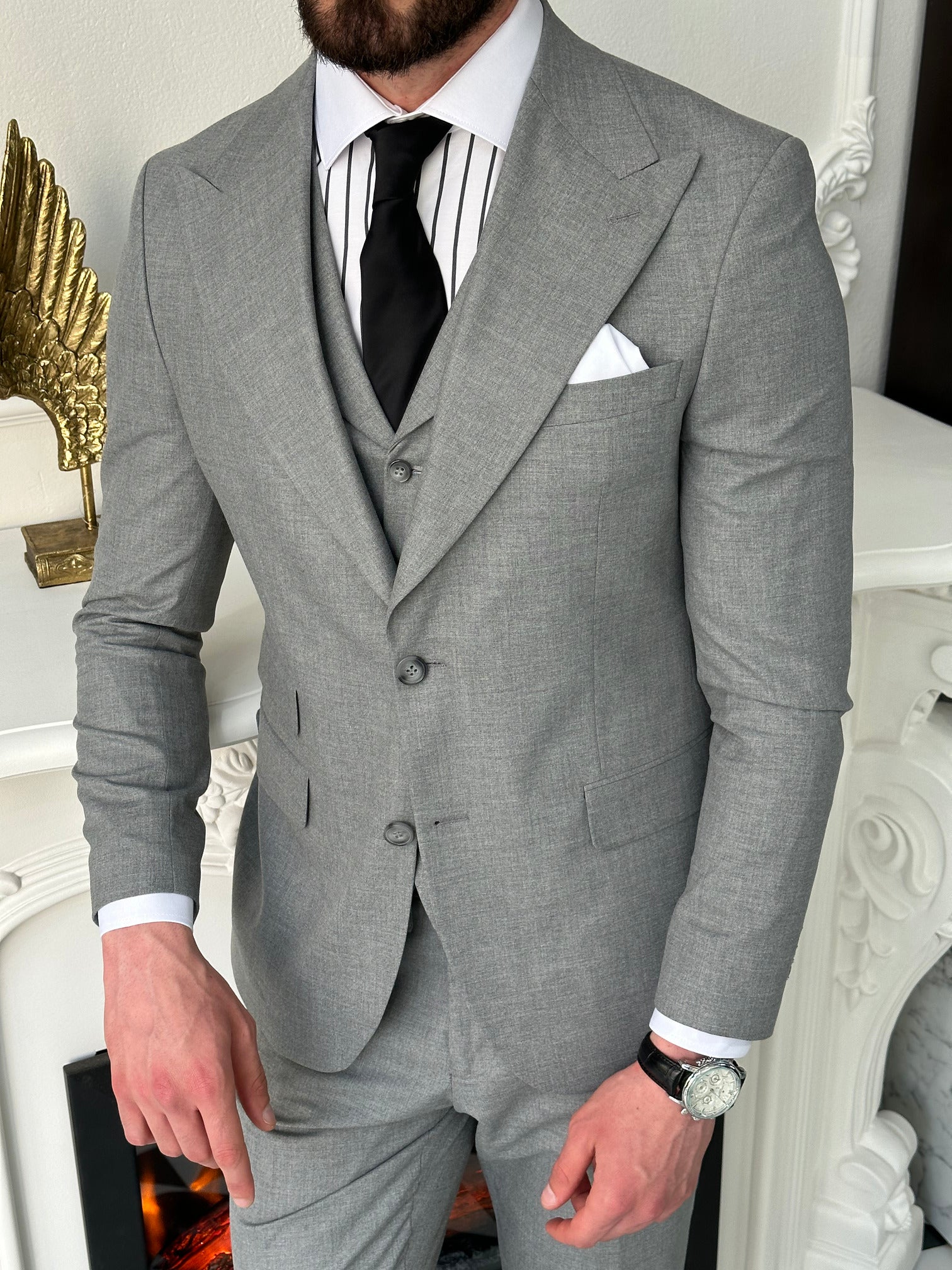 Grey Slim-Fit Suit 3-Piece