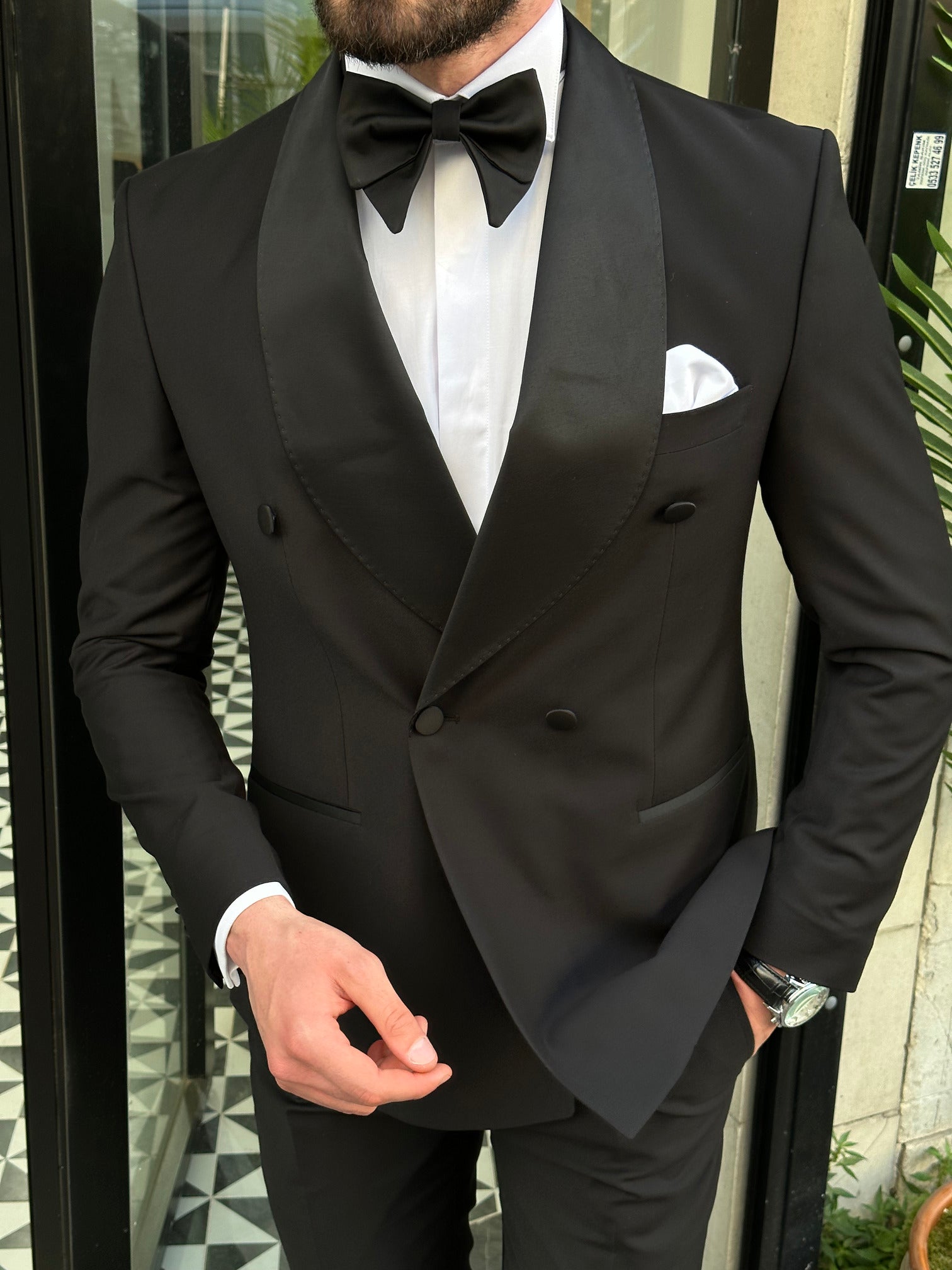 Black Double Breasted Tuxedo 2-Piece