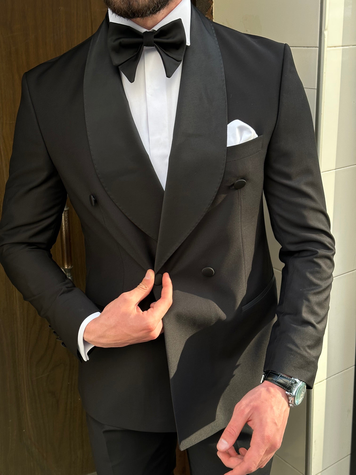 Black Double Breasted Tuxedo 2-Piece