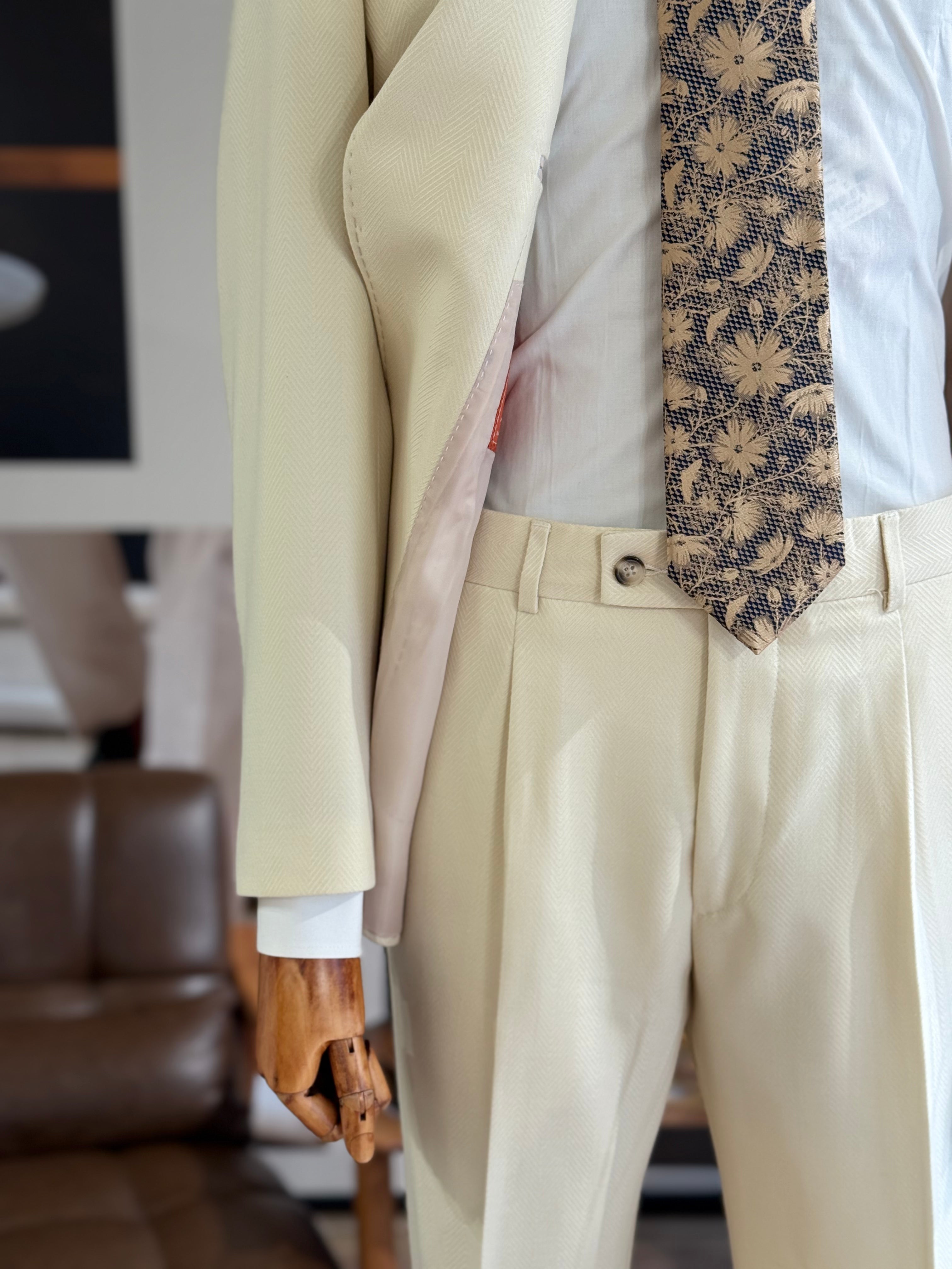 Beige Slim-Fit Suit 2-Piece