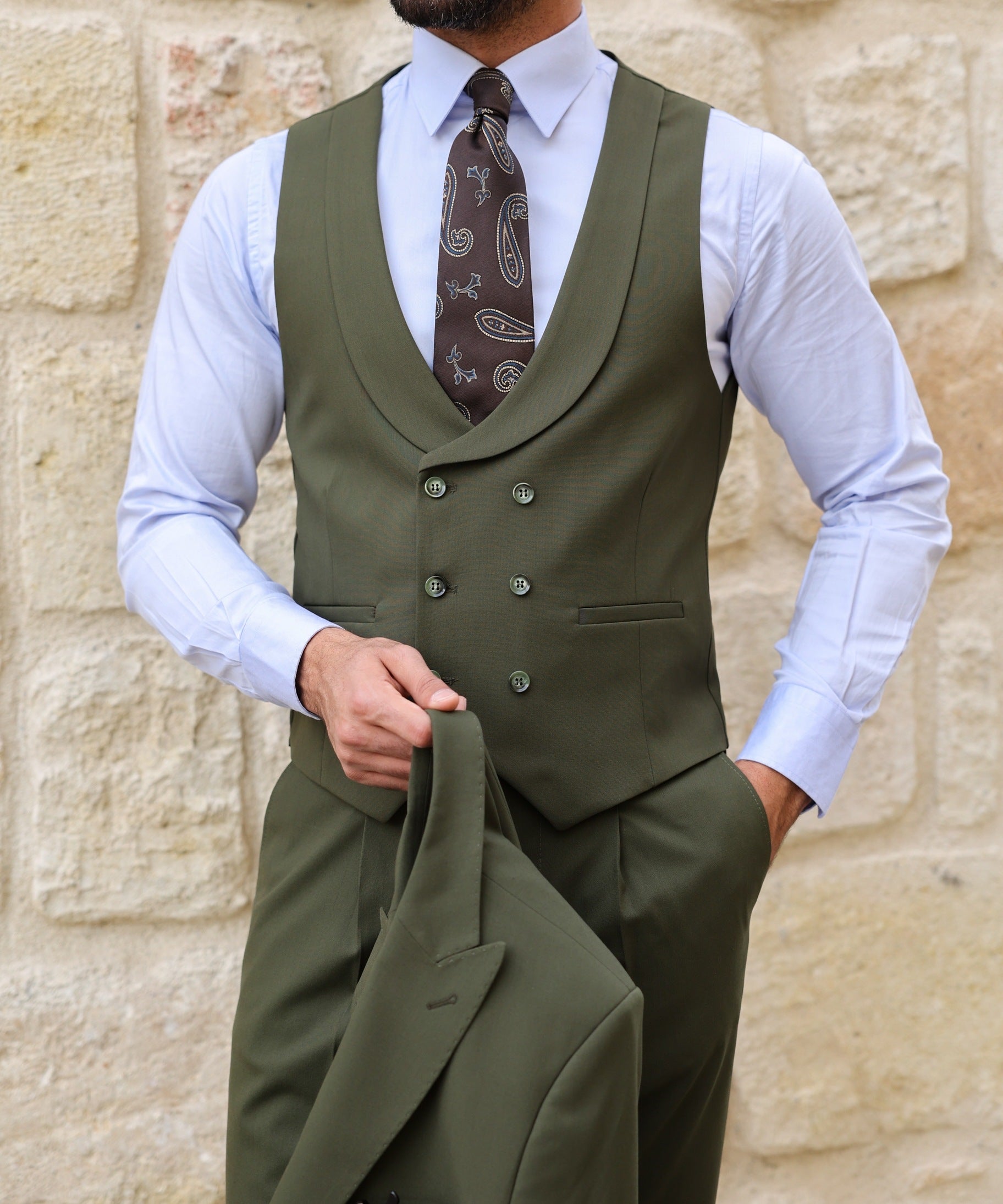 Khaki Modern-Fit Suit 3-Piece
