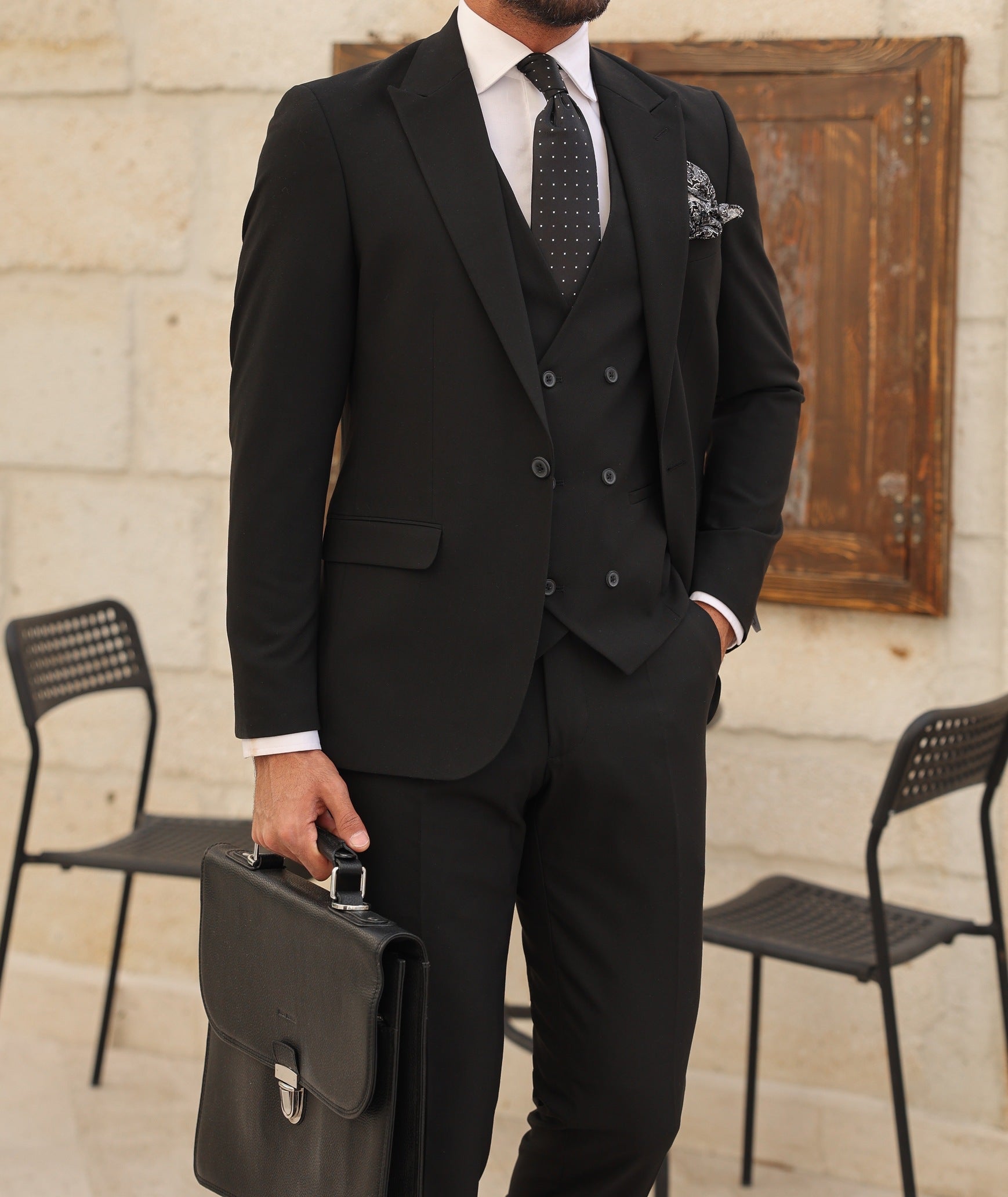 Black Slim-Fit Suit 3-Piece
