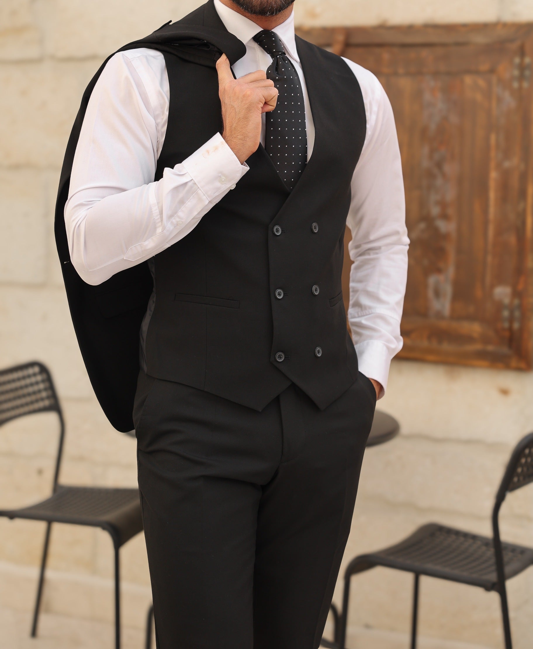 Black Slim-Fit Suit 3-Piece
