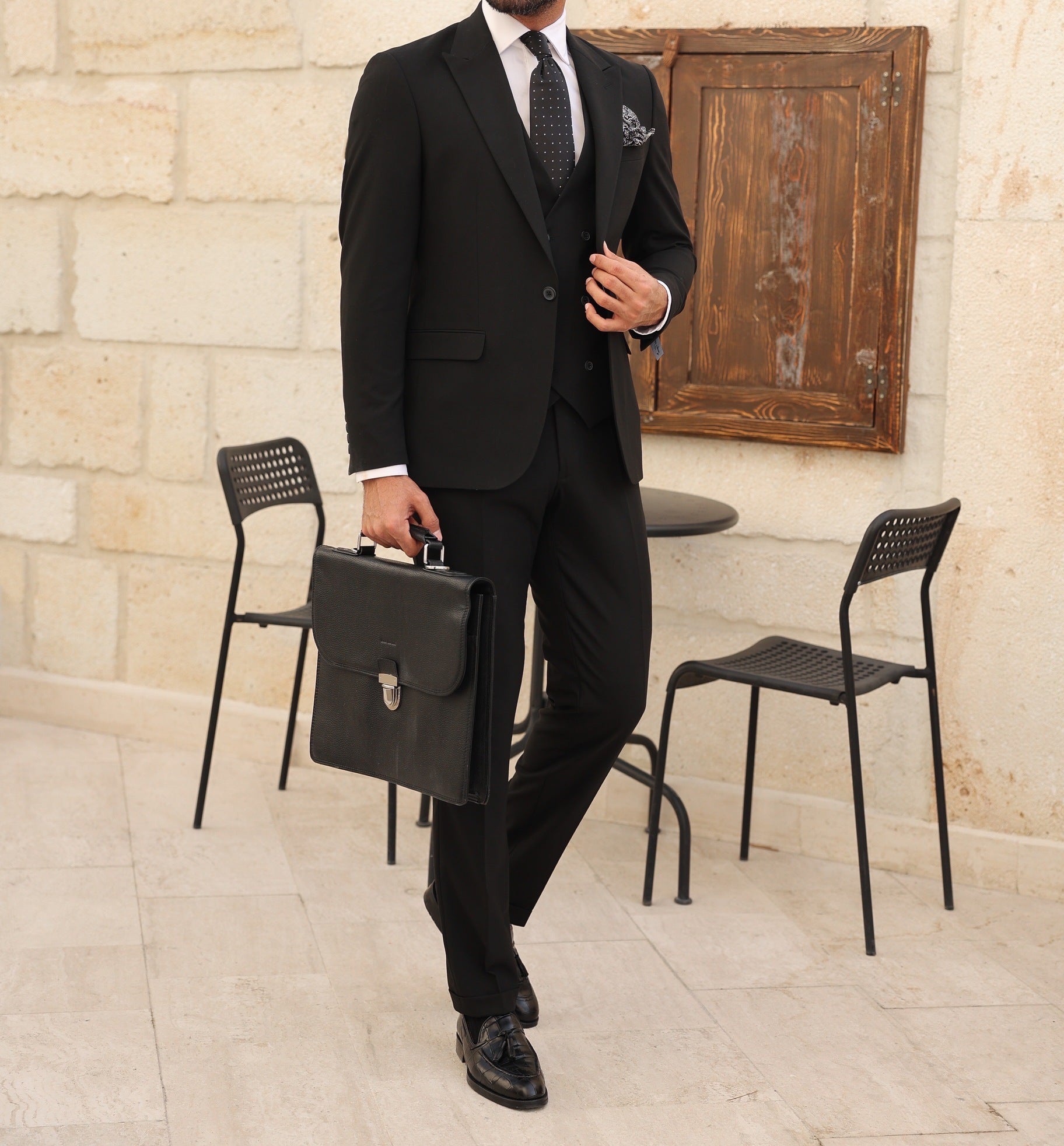Black Slim-Fit Suit 3-Piece