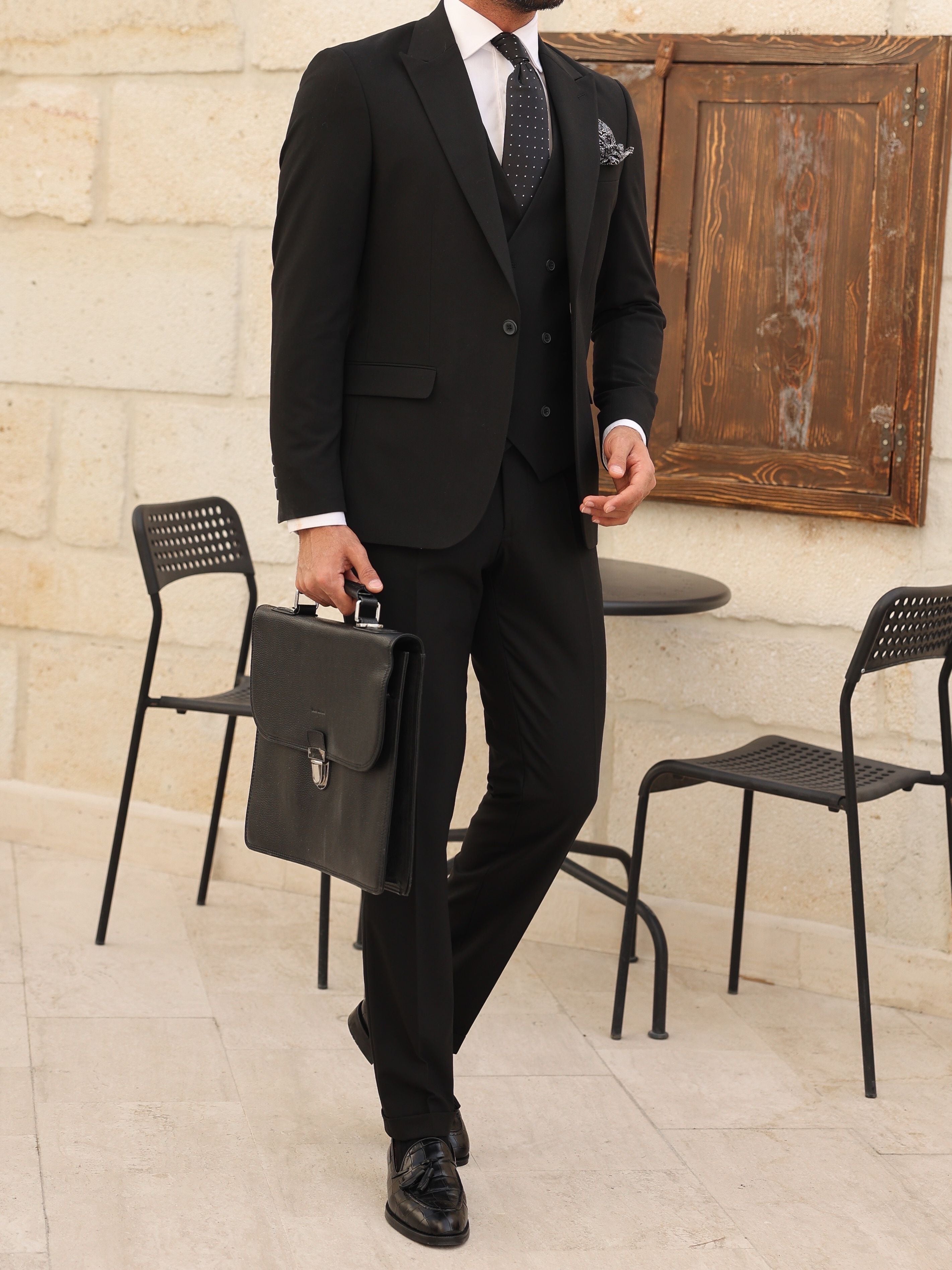 Black Slim-Fit Suit 3-Piece