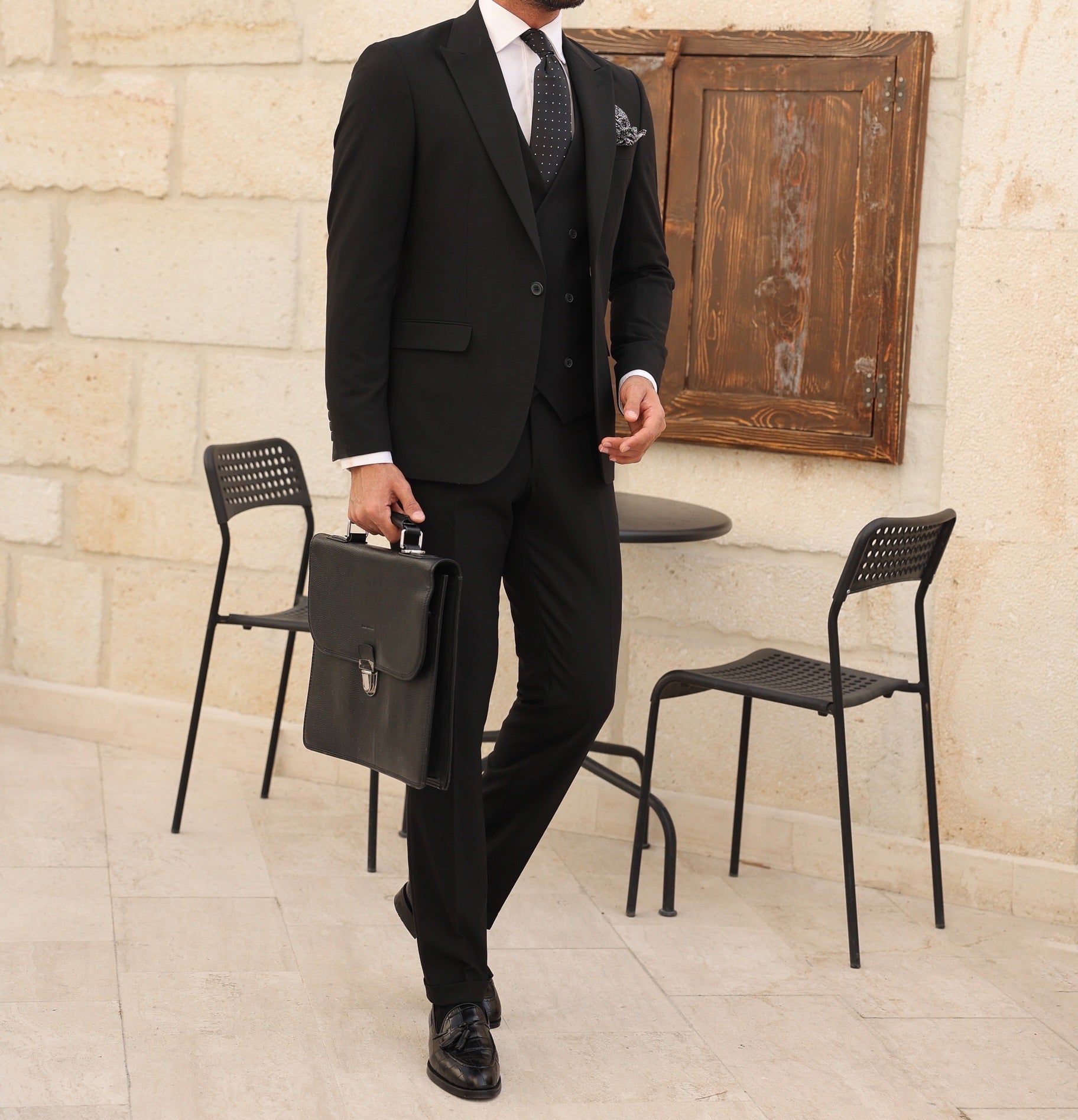 Black Slim-Fit Suit 3-Piece