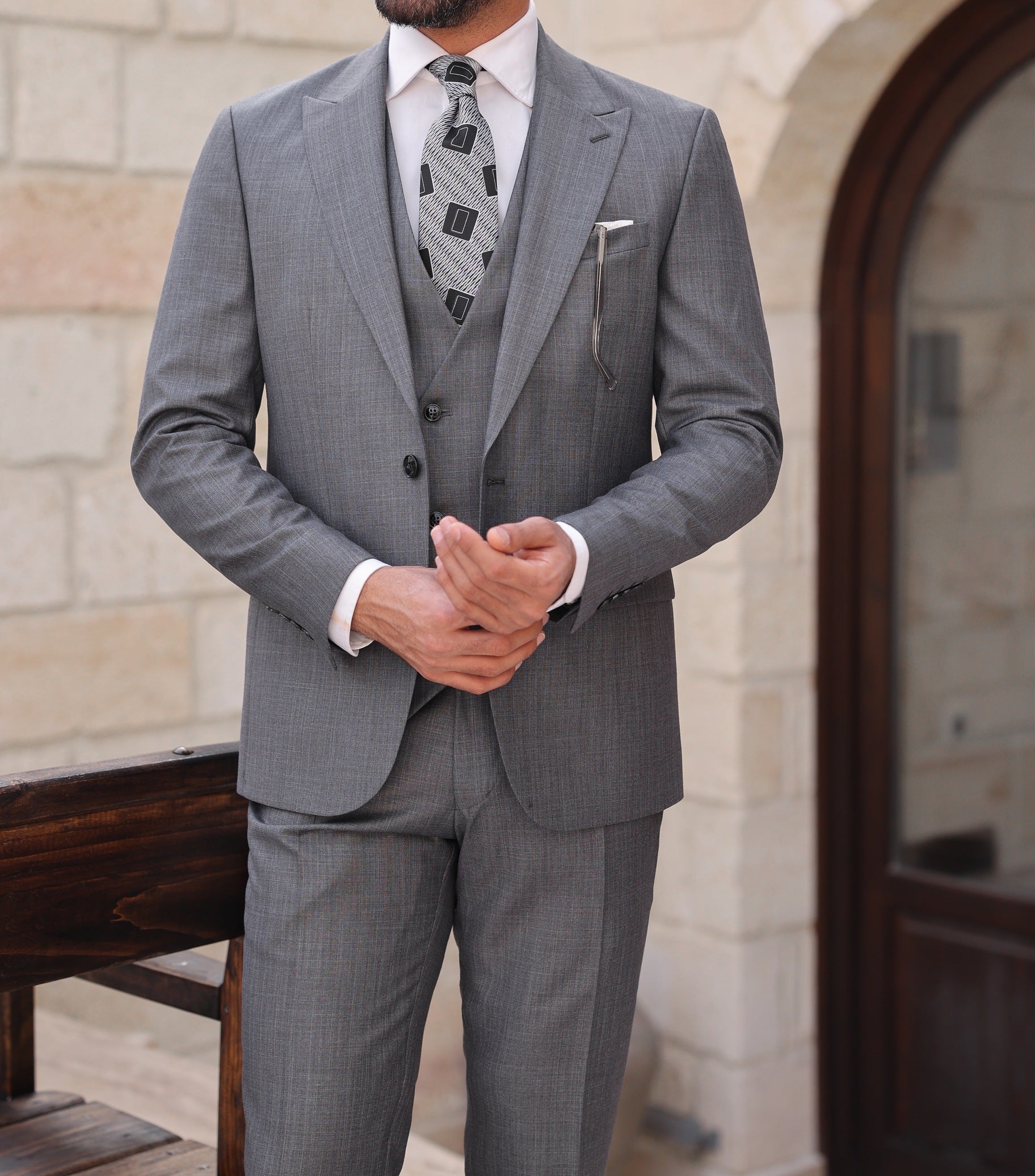 Grey Slim-Fit Suit 3-Piece