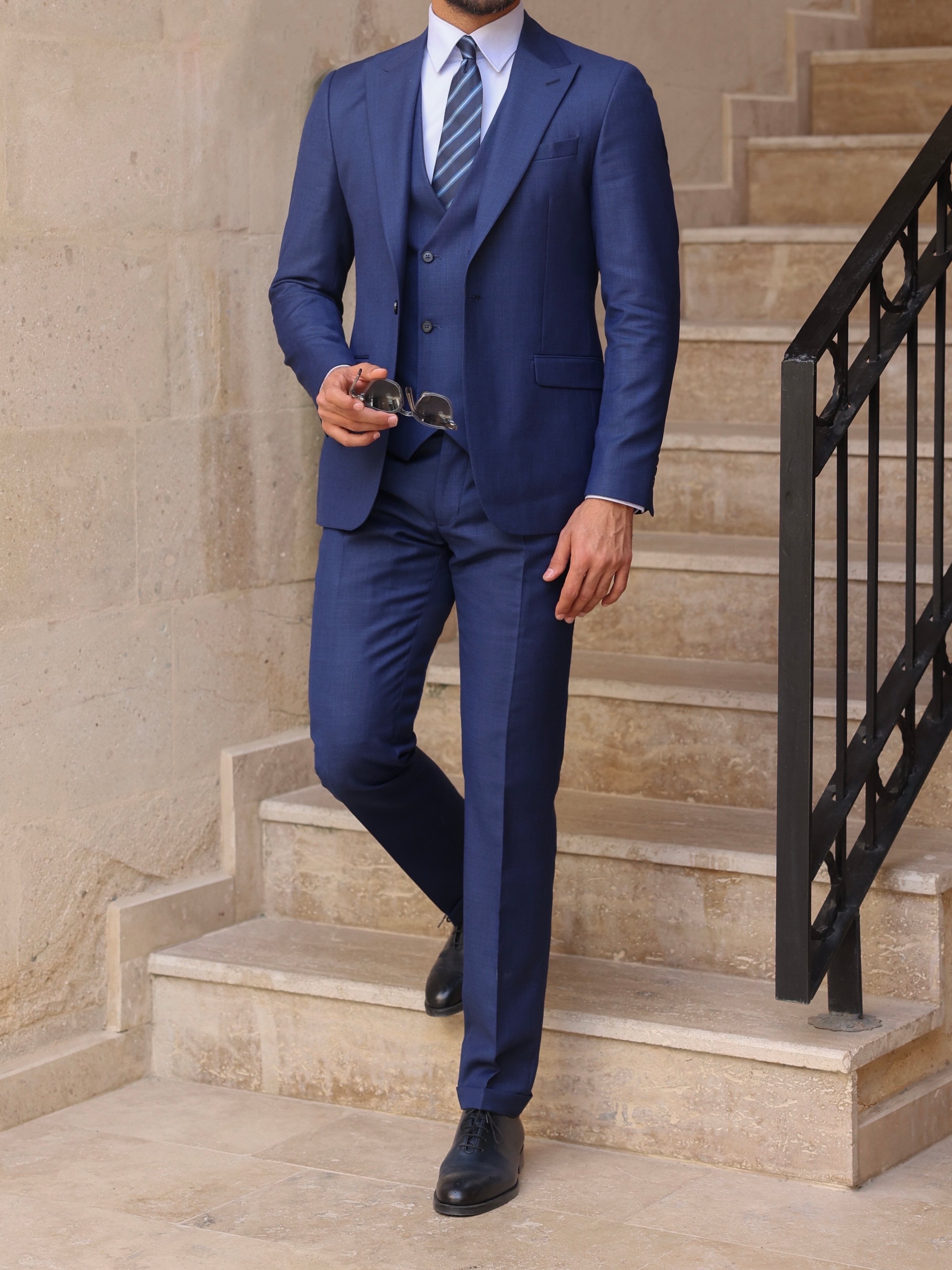 Blue Slim-Fit Suit 3-Piece