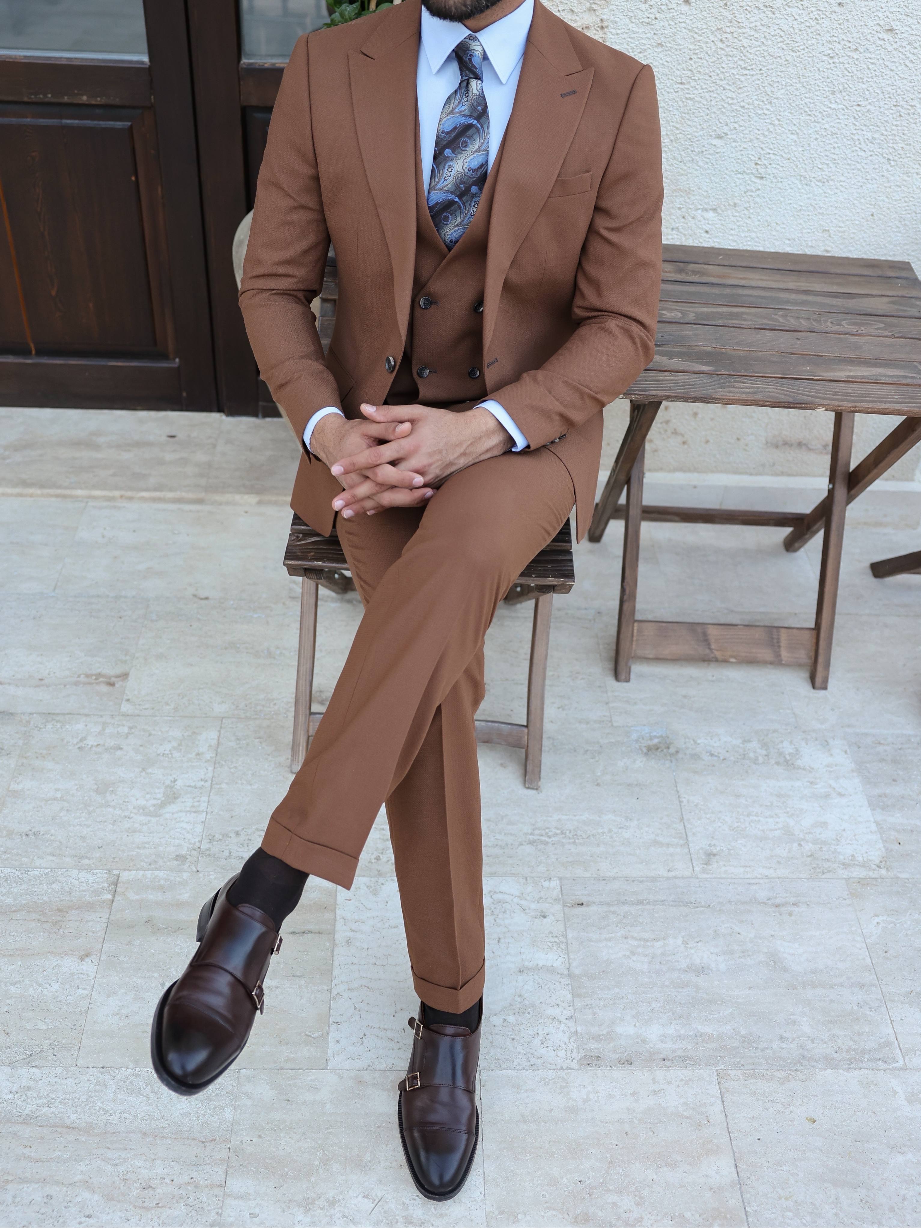 Brown Slim-Fit Suit 3-Piece