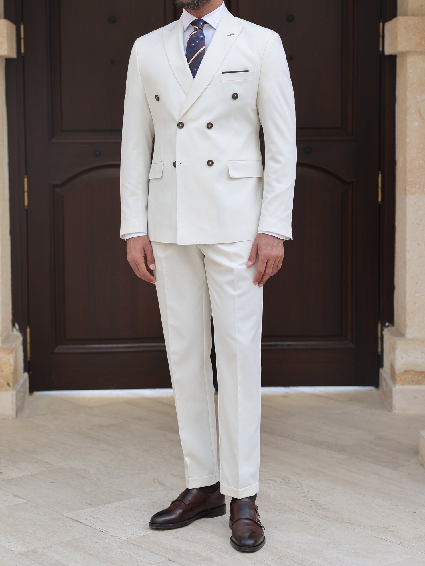 White Double Breasted Suit 2-Piece
