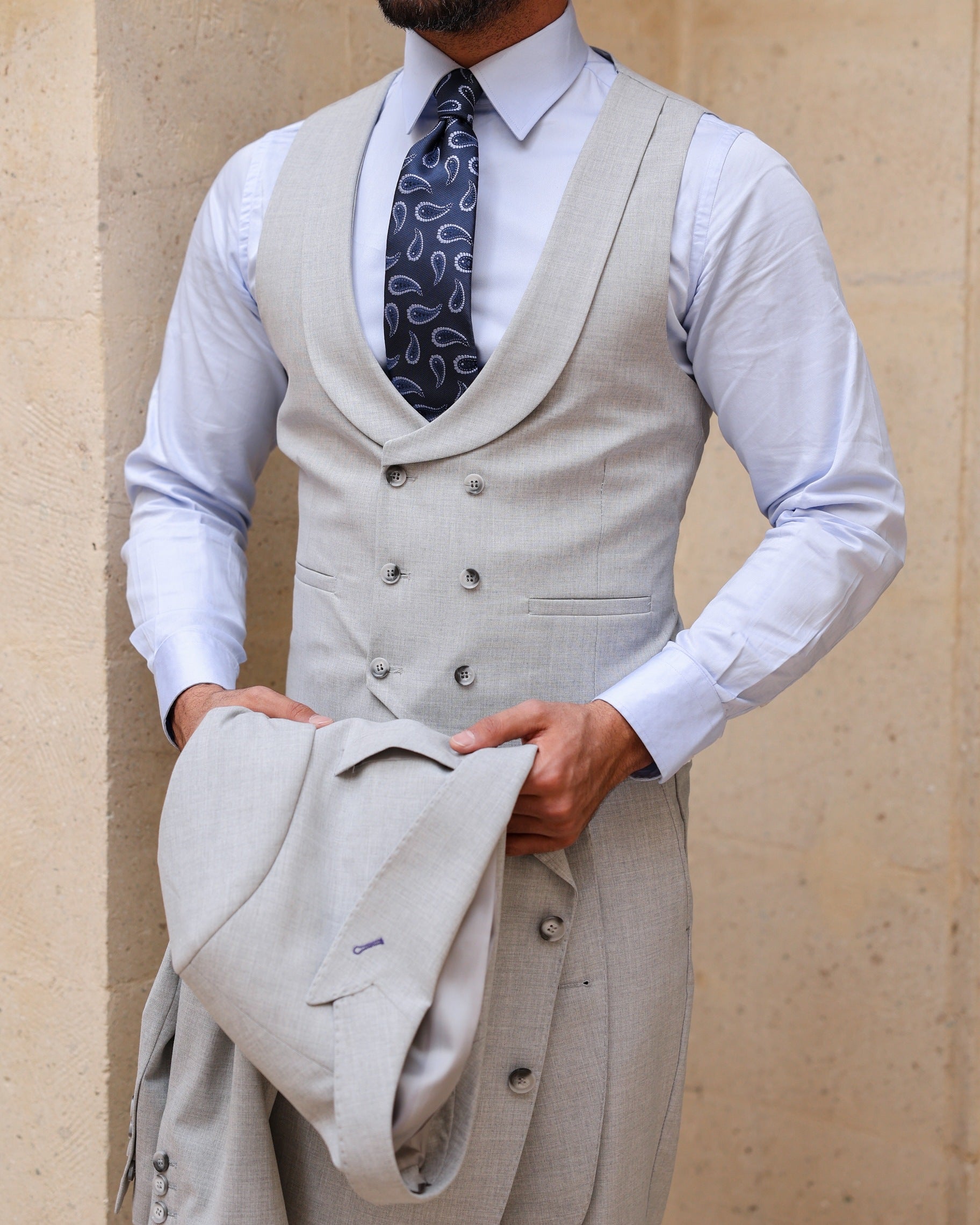 Grey Modern-Fit Suit 3-Piece