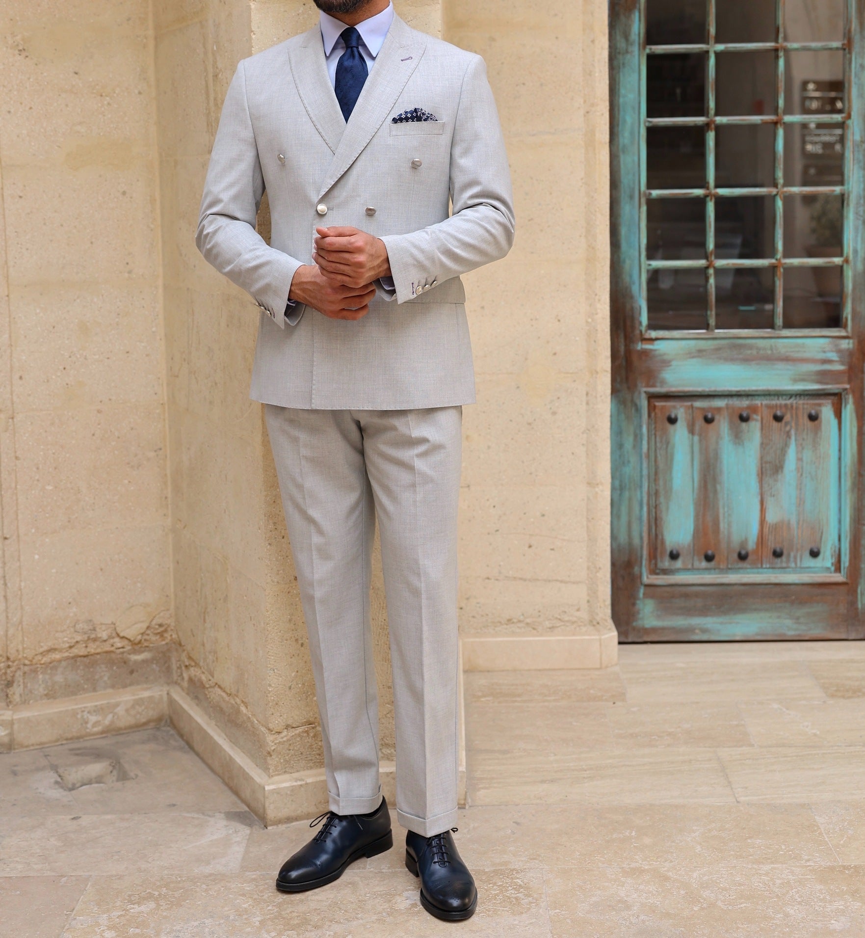 Grey Double Breasted Suit 2-Piece