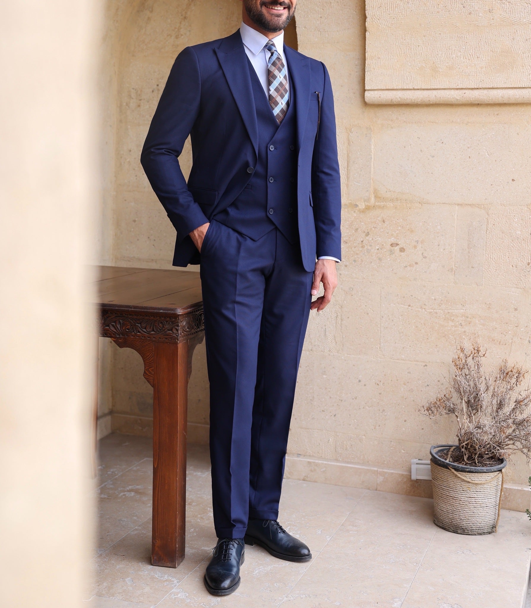 Navy Slim-Fit Suit 3-Piece