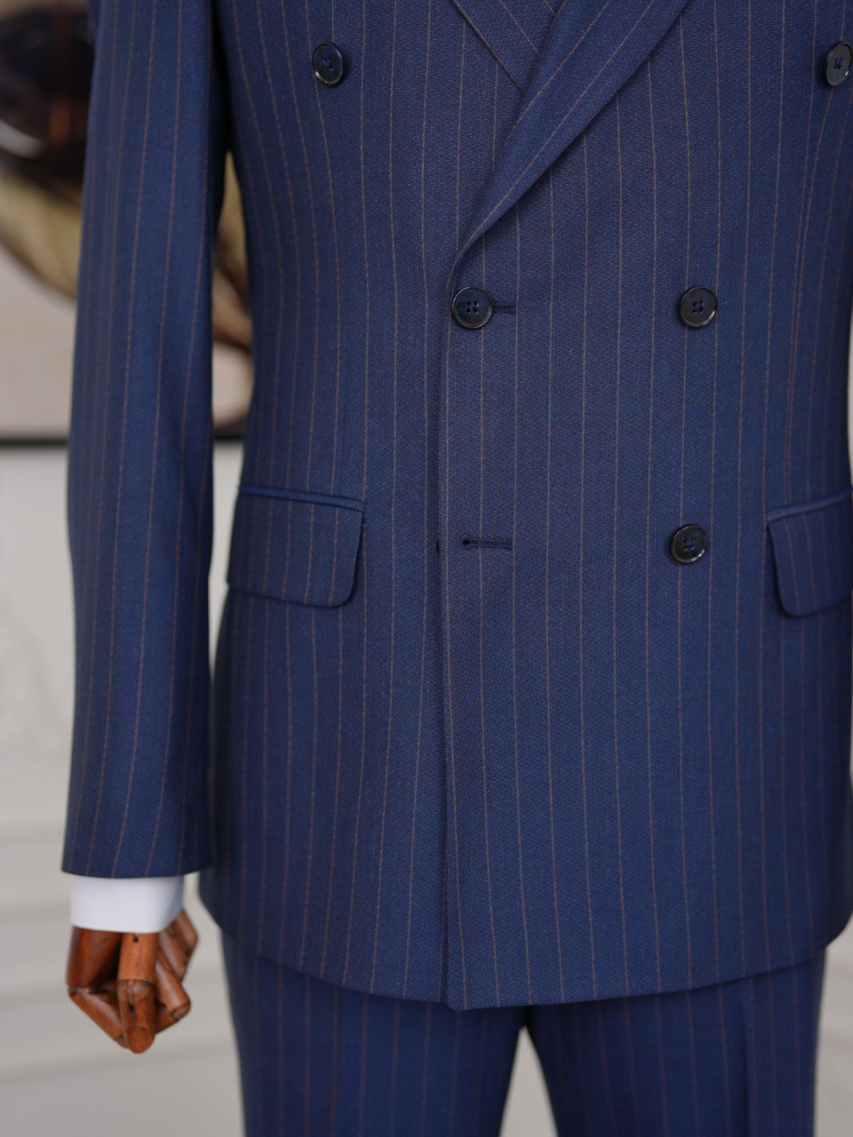 Navy Striped Double Breasted Suit 2-Piece