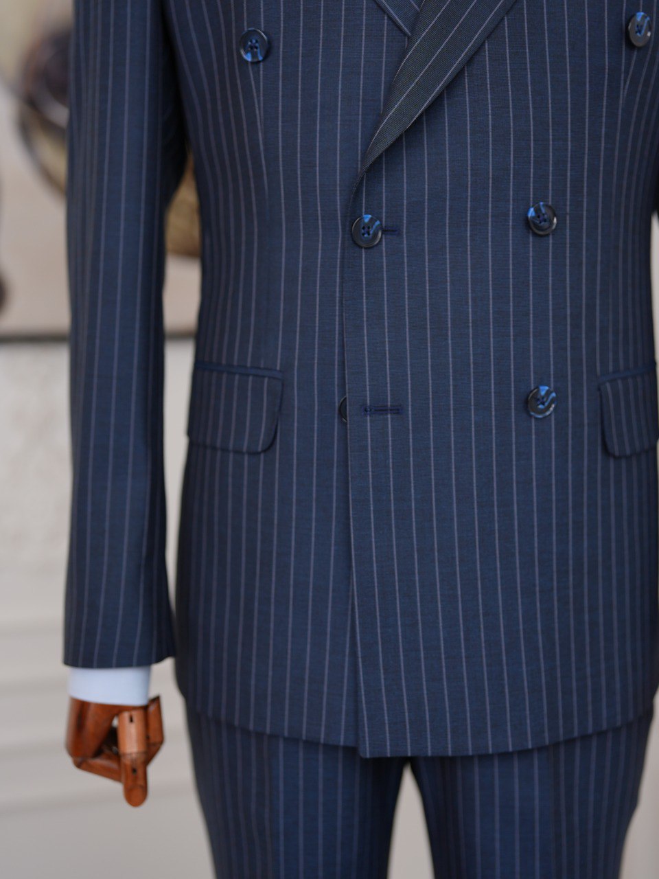 Navy Striped Double Breasted Suit 2-Piece