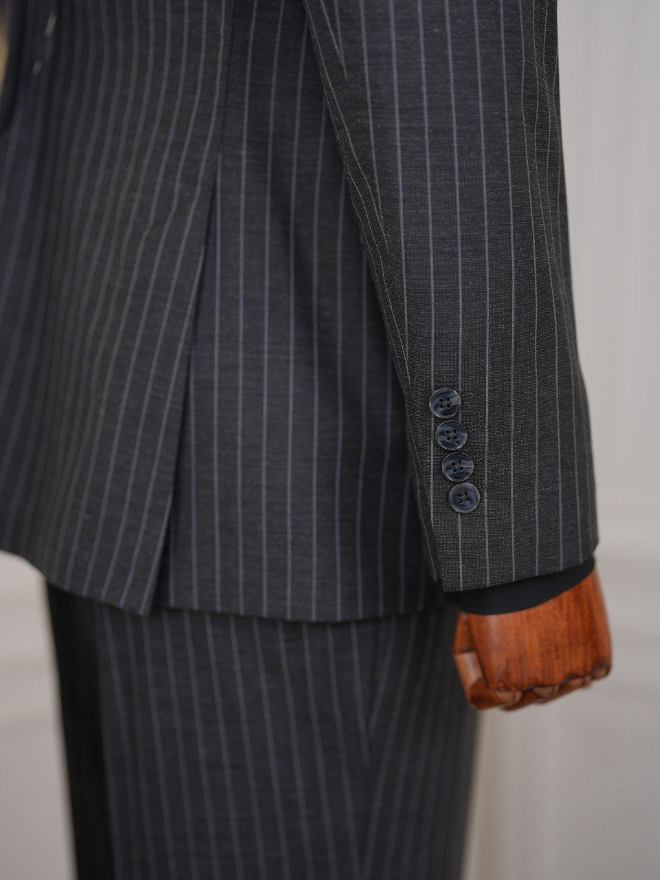 Black Striped Double Breasted Suit 2-Piece