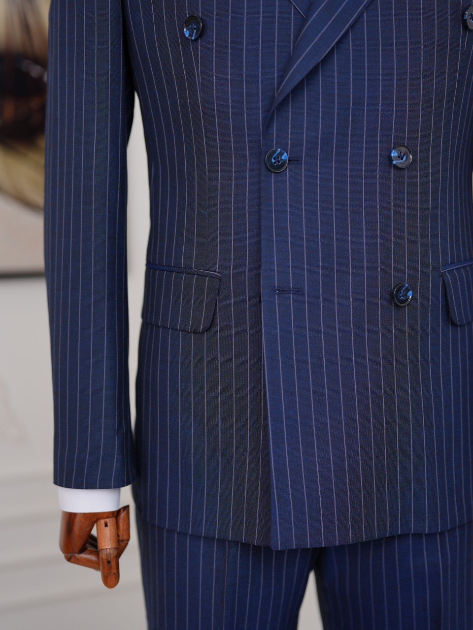 Navy Striped Double Breasted Suit 2-Piece