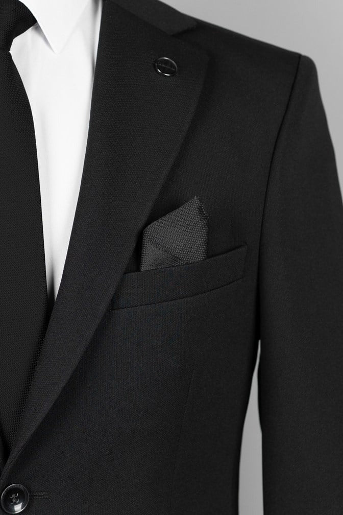 VIOSSI Black Slim-Fit Suit 2-Piece front view - italian suit styles men's formal tailored jacket and trousers