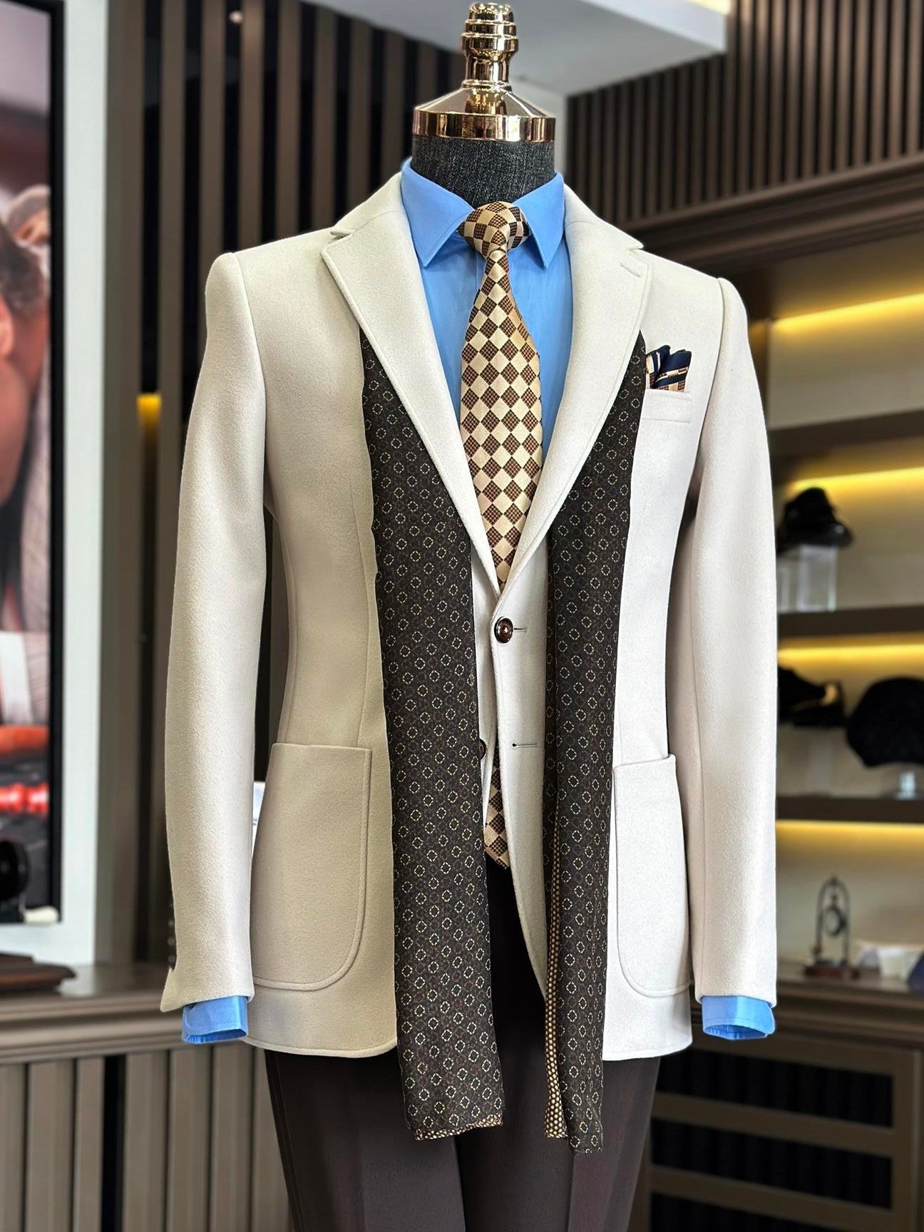 Beige Single Breasted Blazer